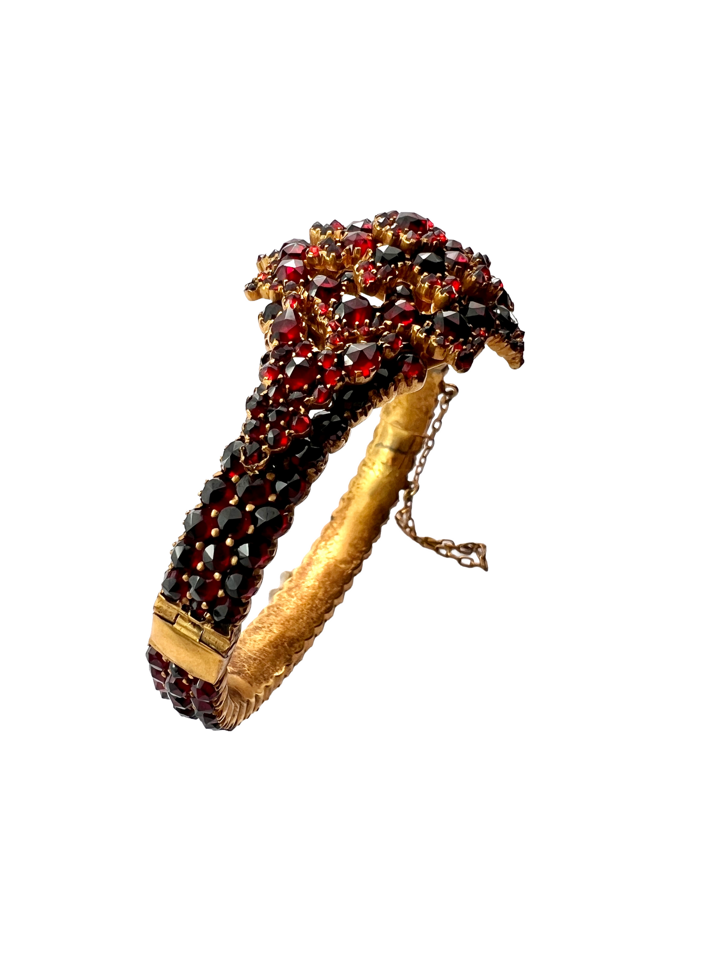 Victorian Bohemian Garnet Starflower Bangle Bracelet