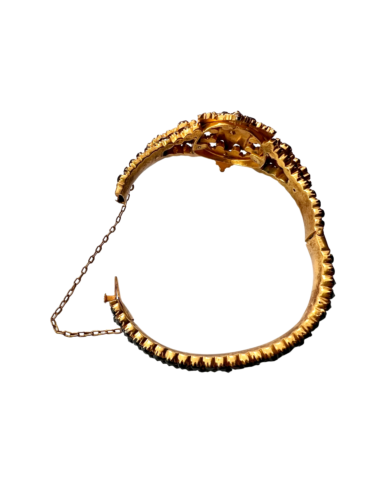 Victorian Bohemian Garnet Starflower Bangle Bracelet