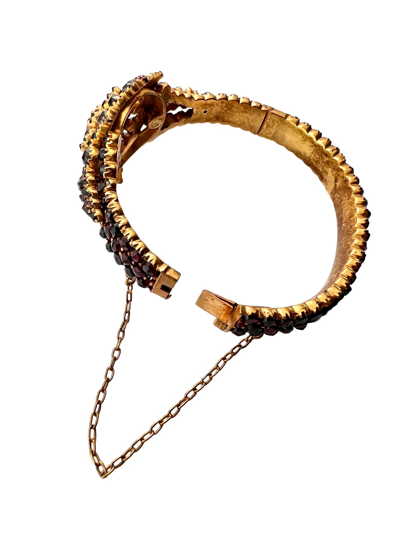 Victorian Bohemian Garnet Starflower Bangle Bracelet