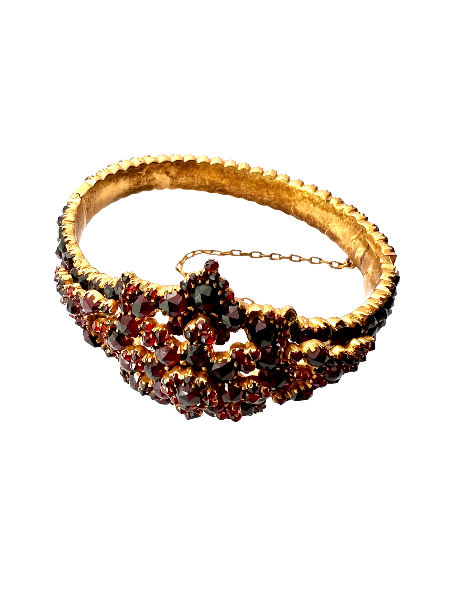 Victorian Bohemian Garnet Starflower Bangle Bracelet