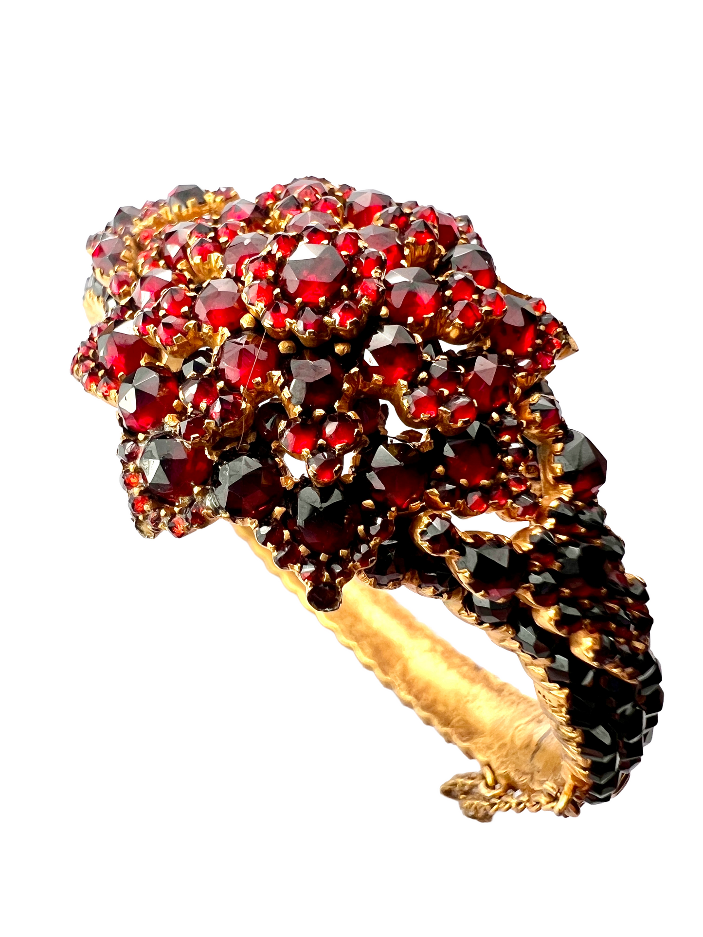 Victorian Bohemian Garnet Starflower Bangle Bracelet