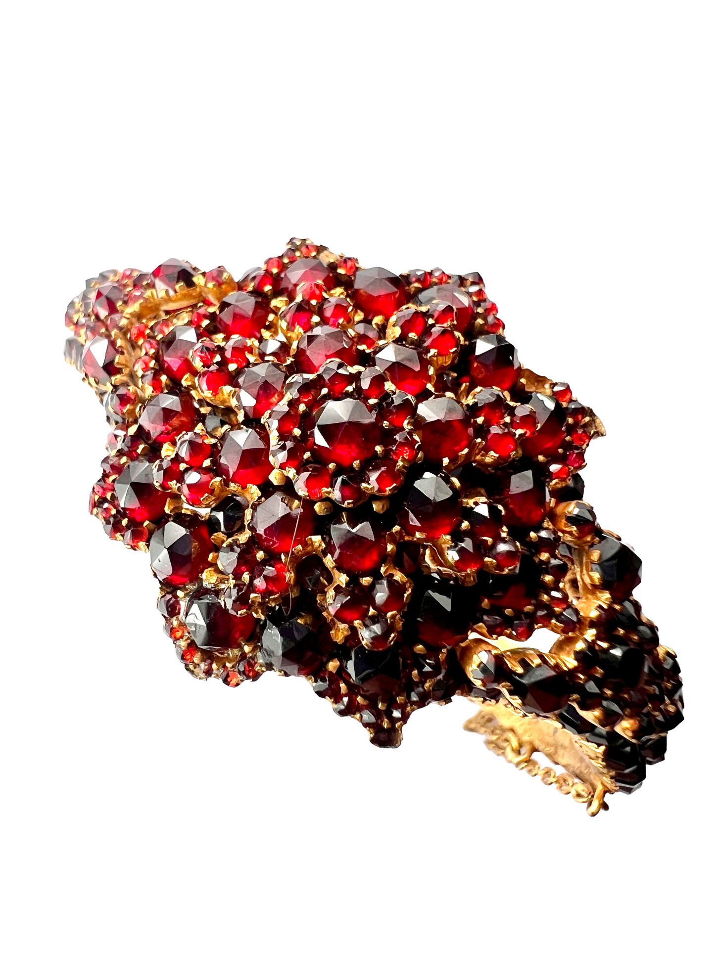 Victorian Bohemian Garnet Starflower Bangle Bracelet