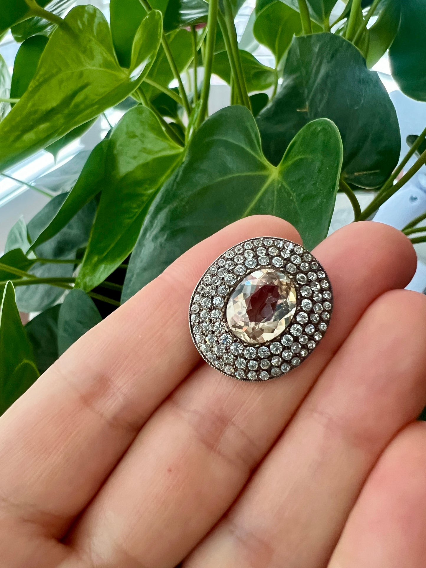 Edwardian Silver Paste Brooch Pin