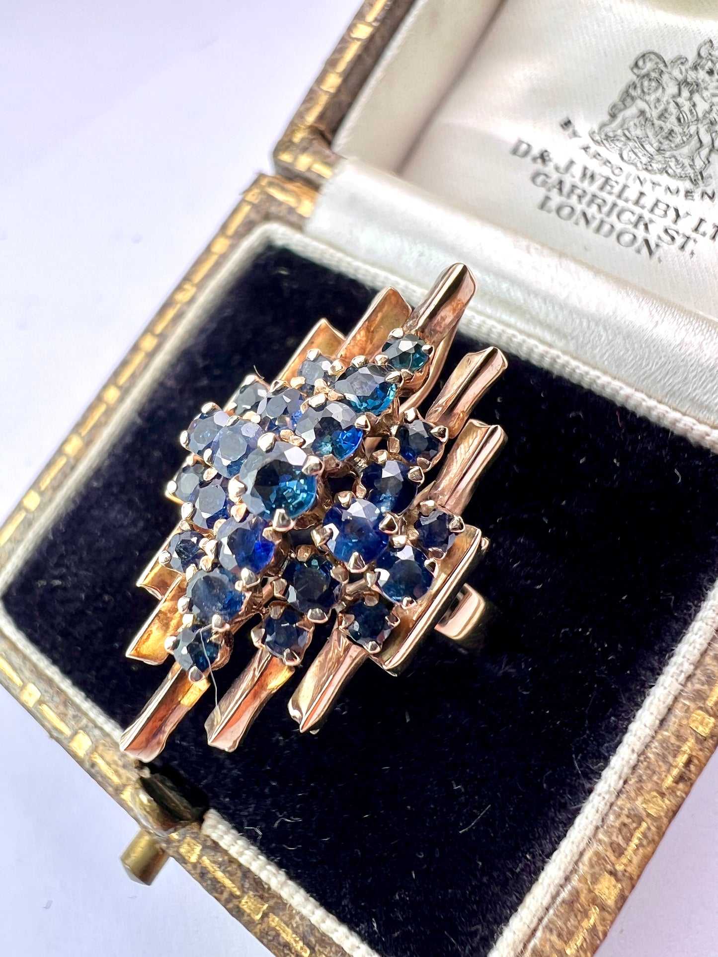 Vintage 14CT Gold Brutalist Sapphire Ring