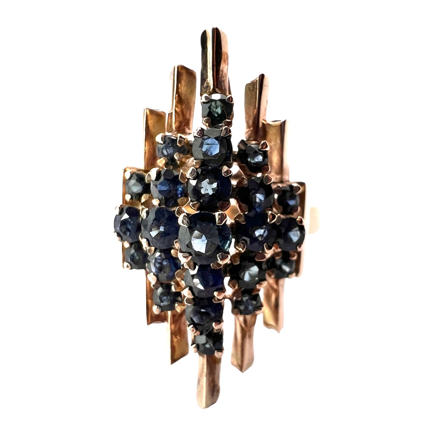 Vintage 14CT Gold Brutalist Sapphire Ring