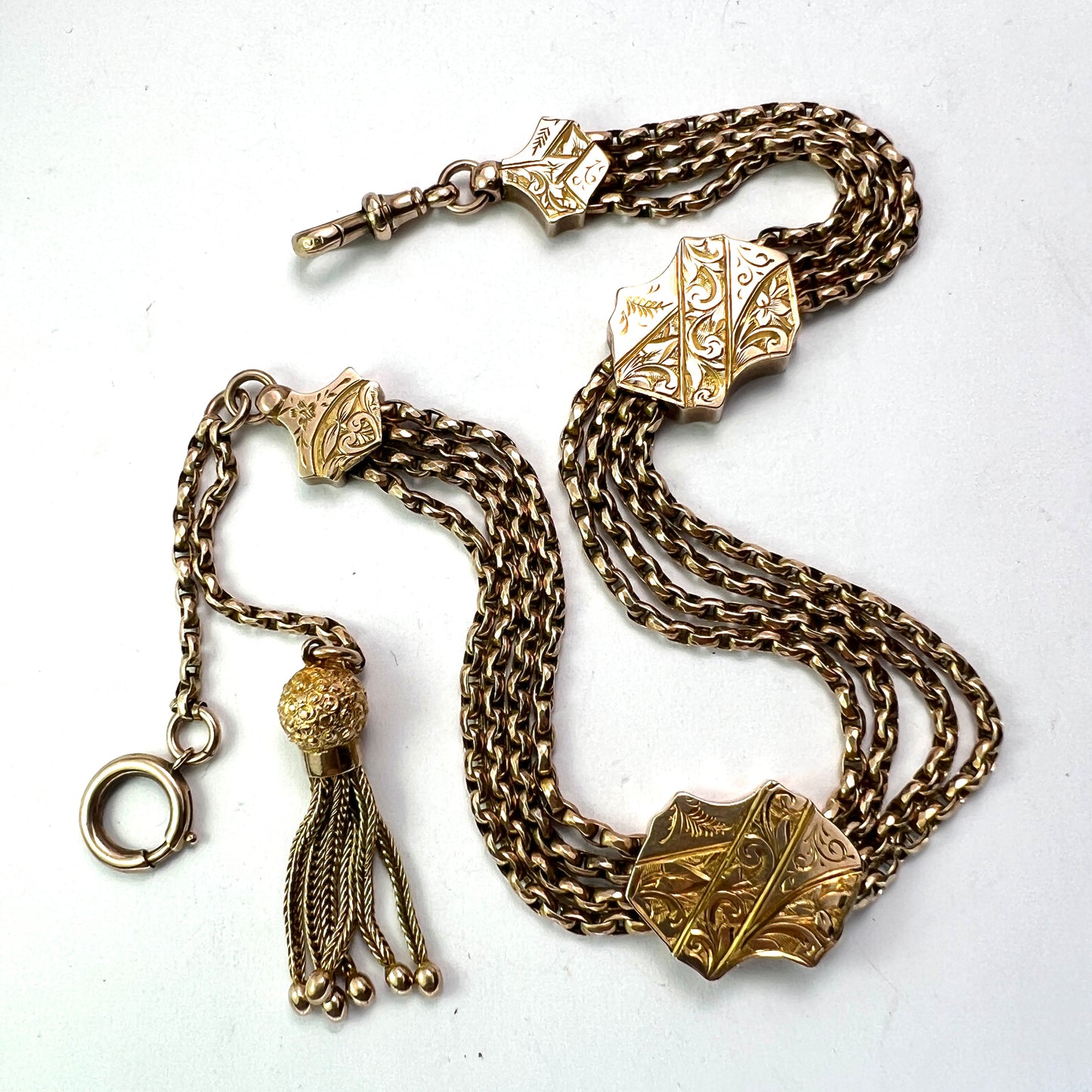 Antique 9CT Gold Albertina Watch Chain with Tassel Fob