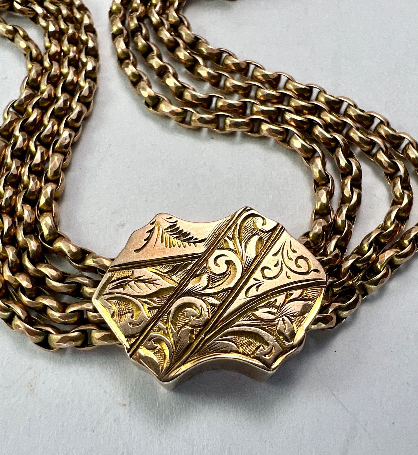 Antique 9CT Gold Albertina Watch Chain with Tassel Fob