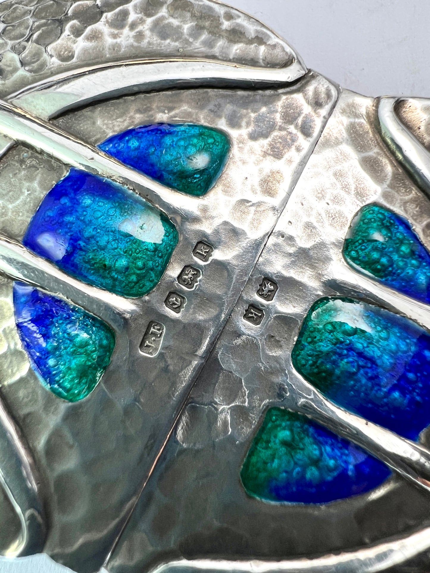 1909 Art Nouveau Enamelled Silver Belt Buckle by James Fenton