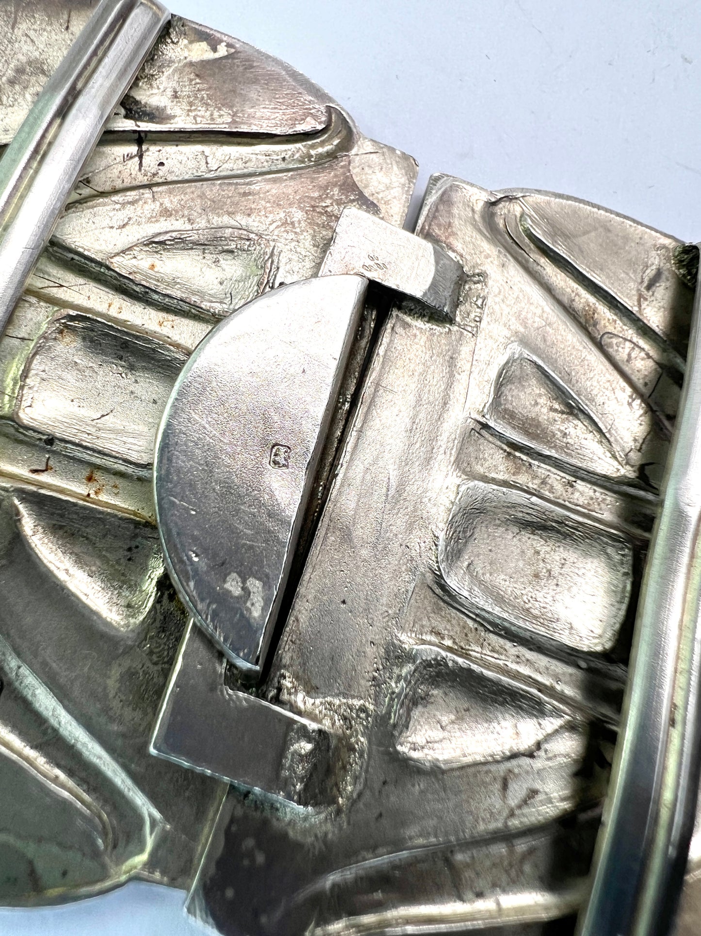 1909 Art Nouveau Enamelled Silver Belt Buckle by James Fenton