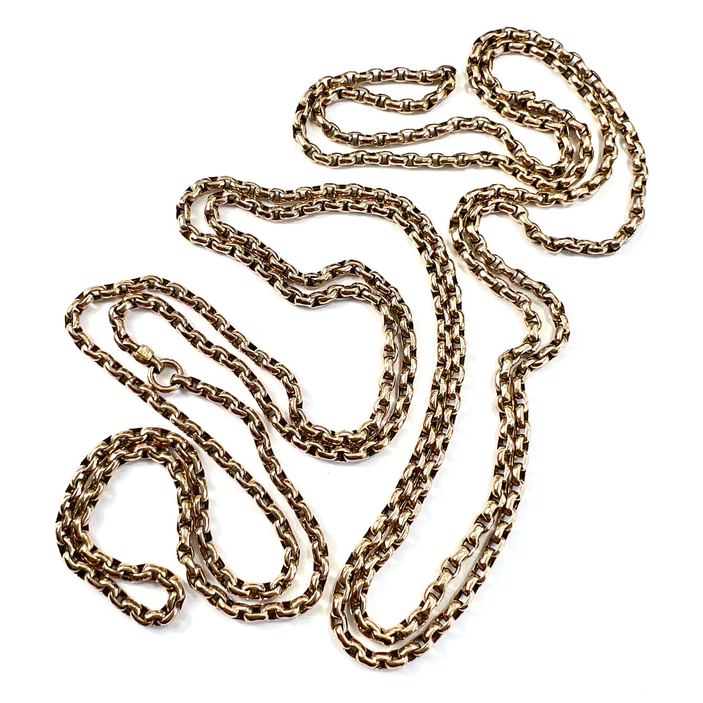Very Long Victorian 9CT Gold Longuard Chain Necklace