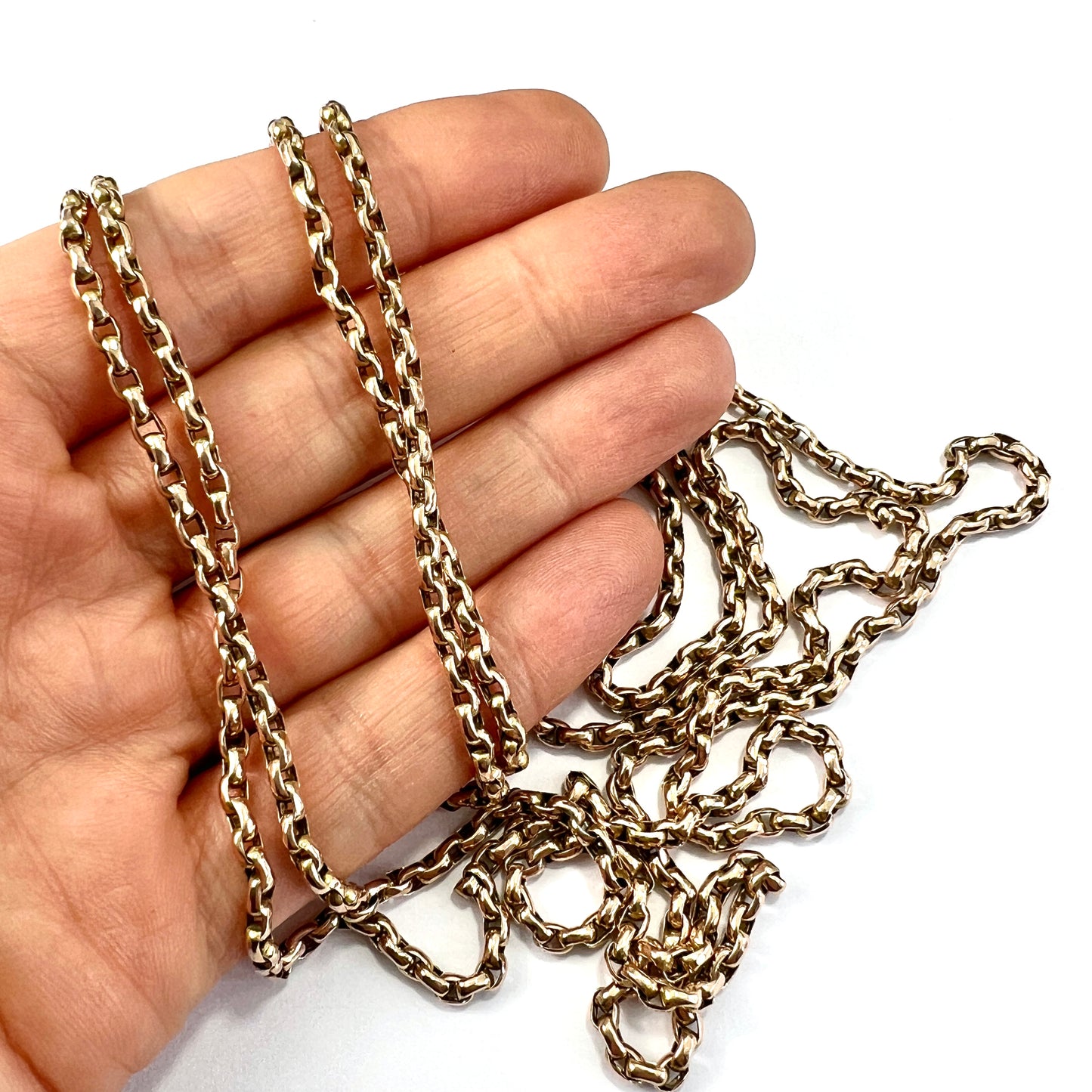 Very Long Victorian 9CT Gold Longuard Chain Necklace