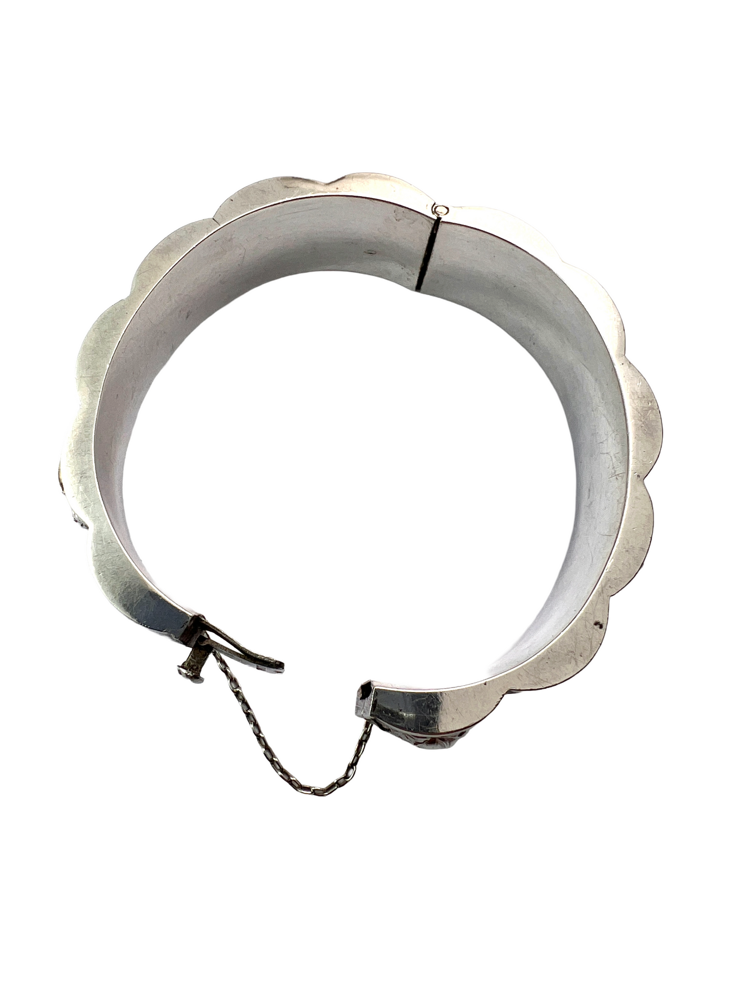 Vintage Silver Portuguese Hinged Cuff Bangle by TOPAZIO