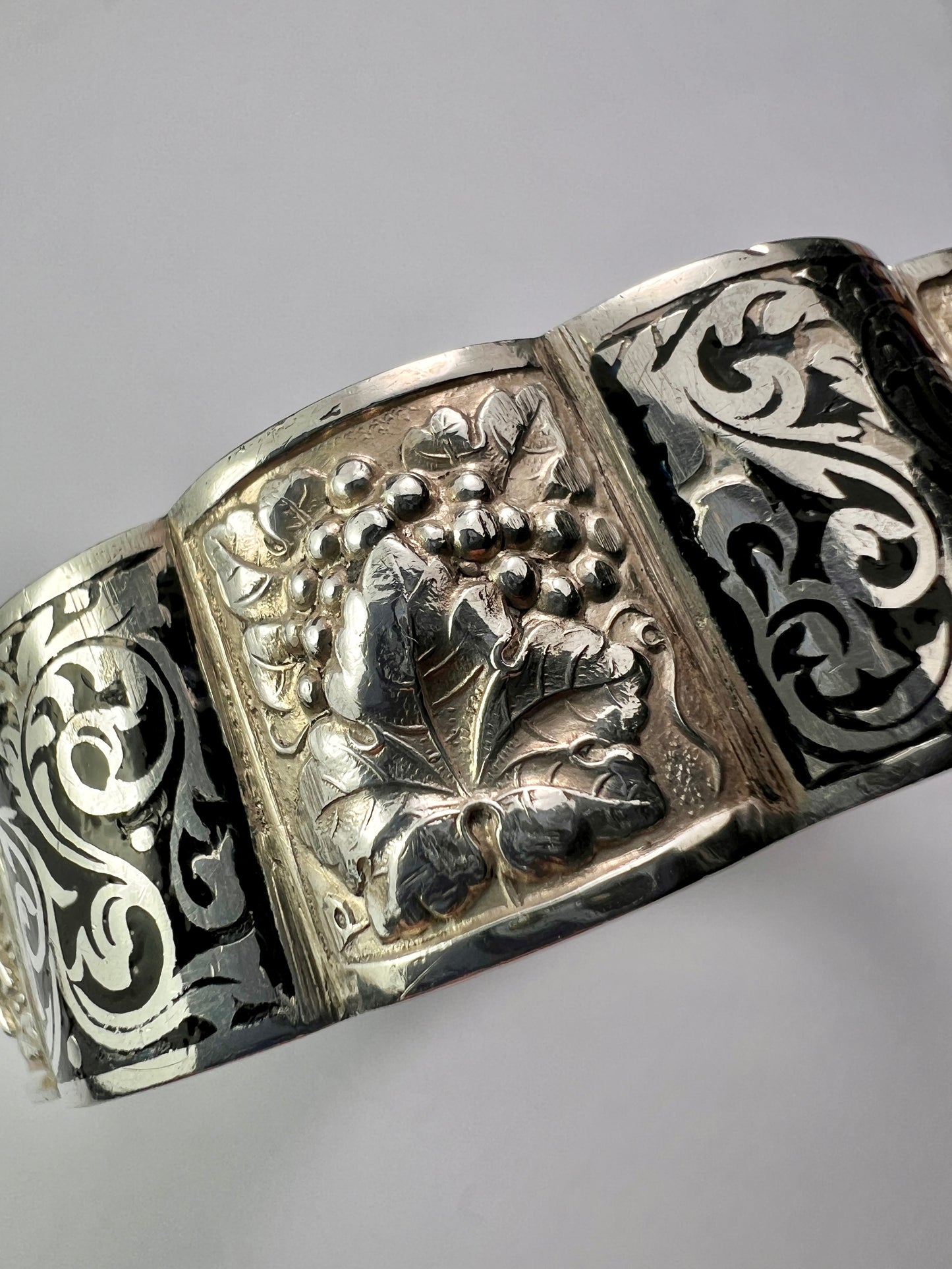 Vintage Silver Portuguese Hinged Cuff Bangle by TOPAZIO