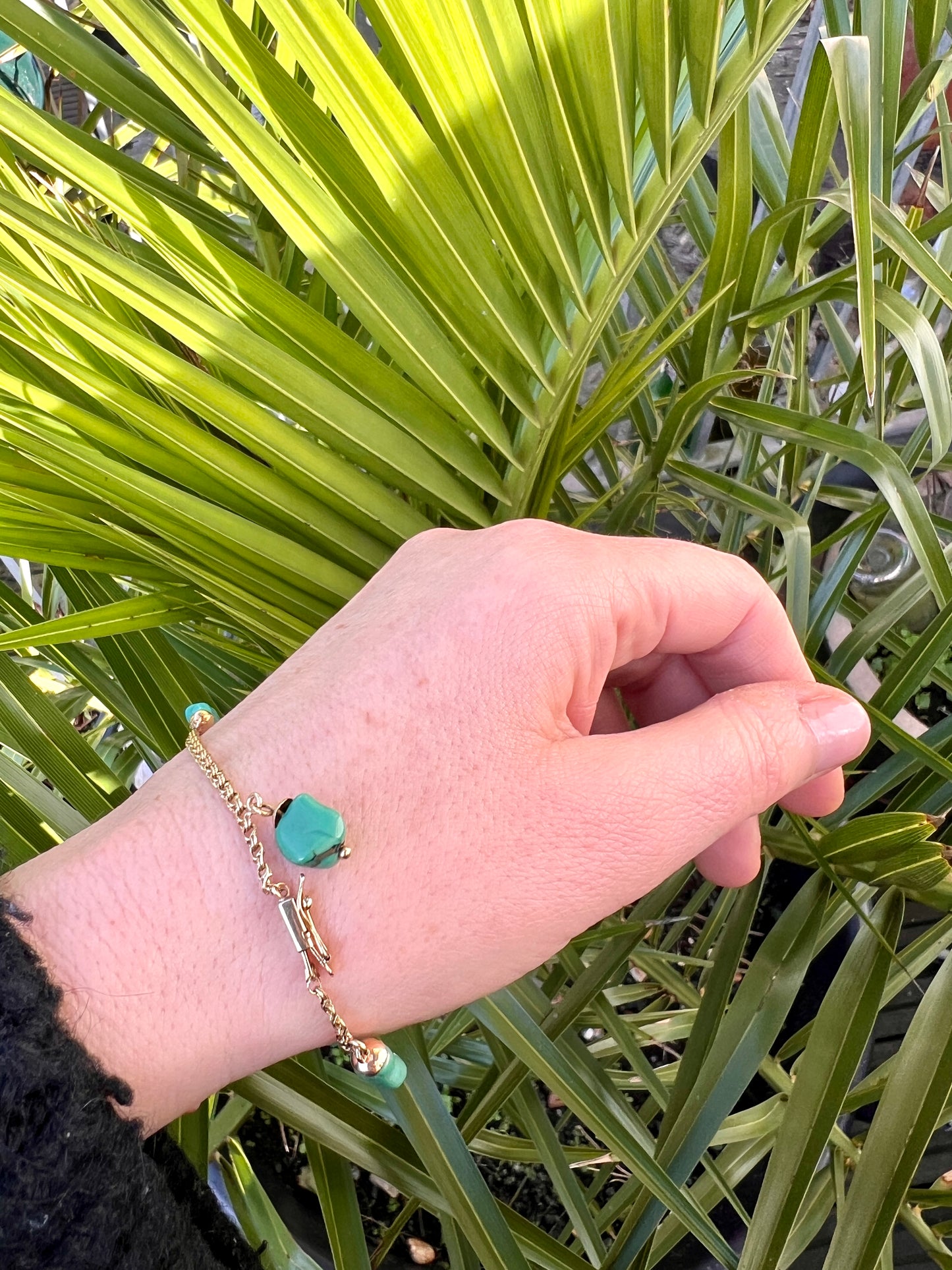 Vintage 18CT Gold Turquoise Chain Bracelet