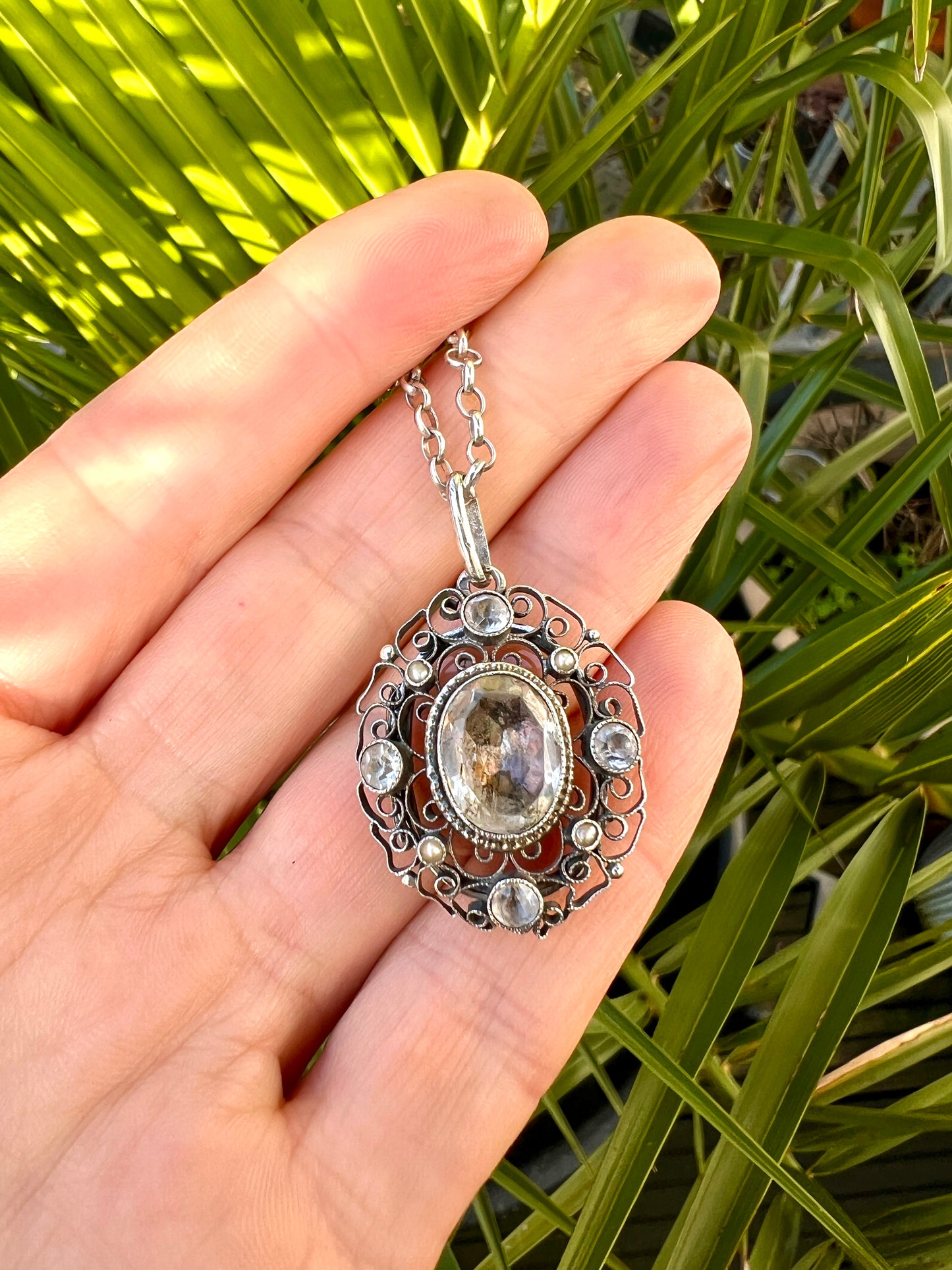 Antique Silver Filigree Secret Locket Pendant