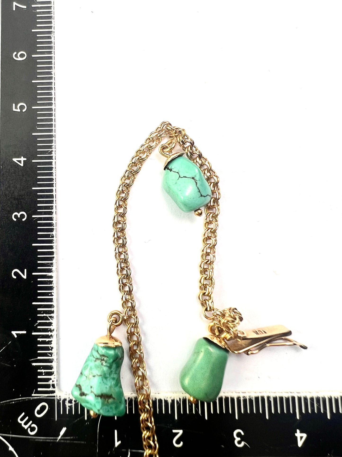 Vintage 18CT Gold Turquoise Chain Bracelet