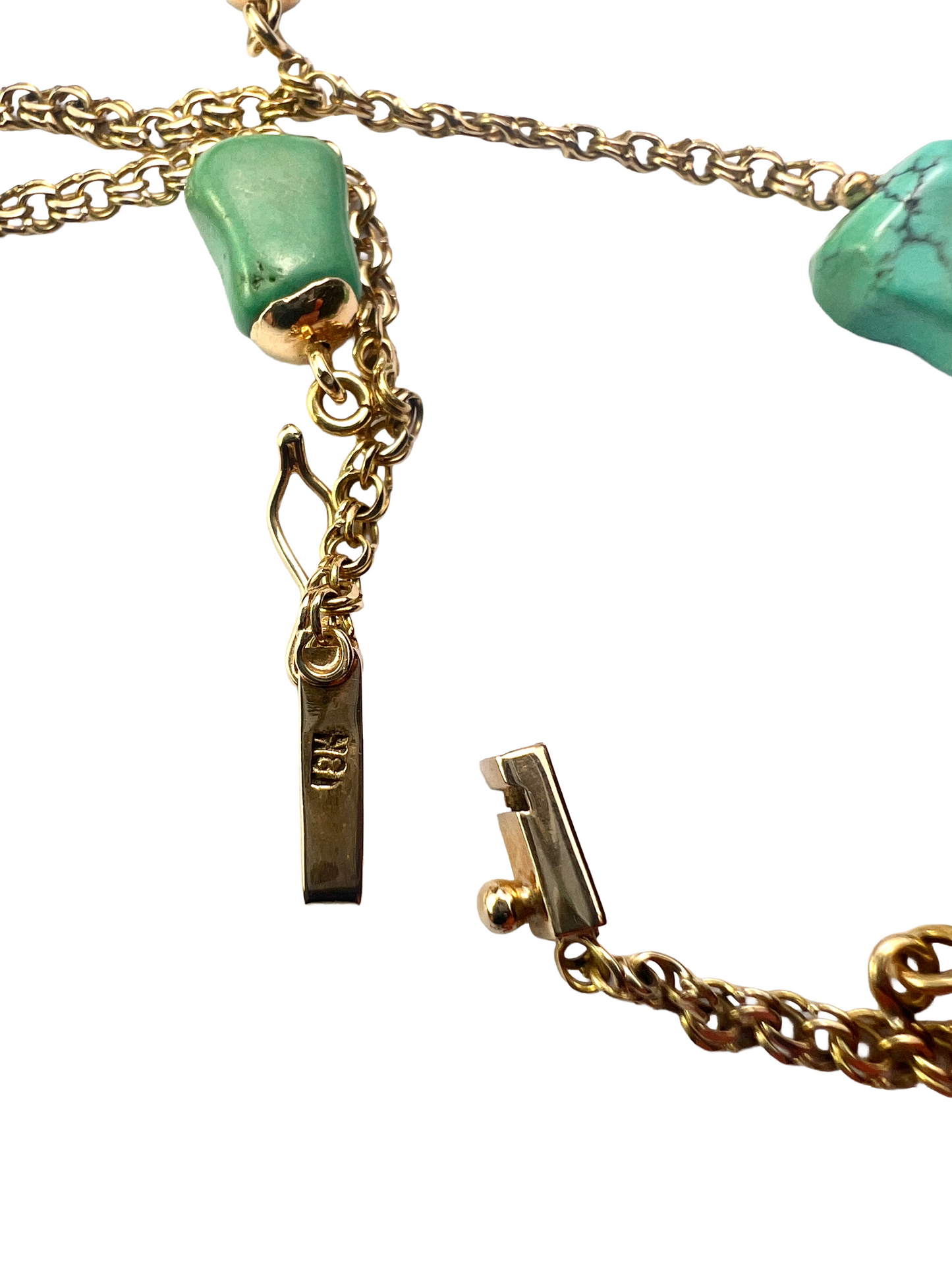 Vintage 18CT Gold Turquoise Chain Bracelet
