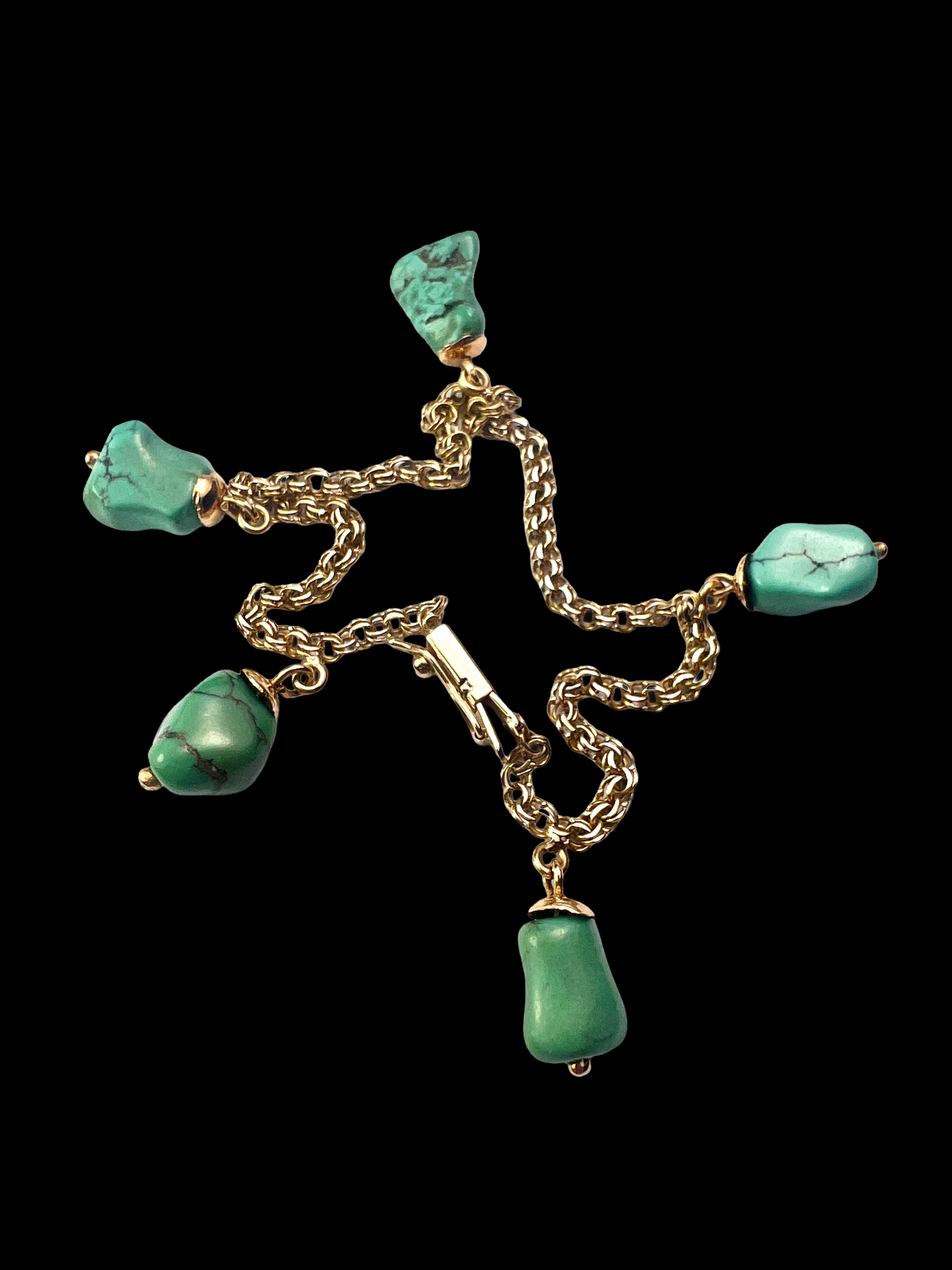 Vintage 18CT Gold Turquoise Chain Bracelet