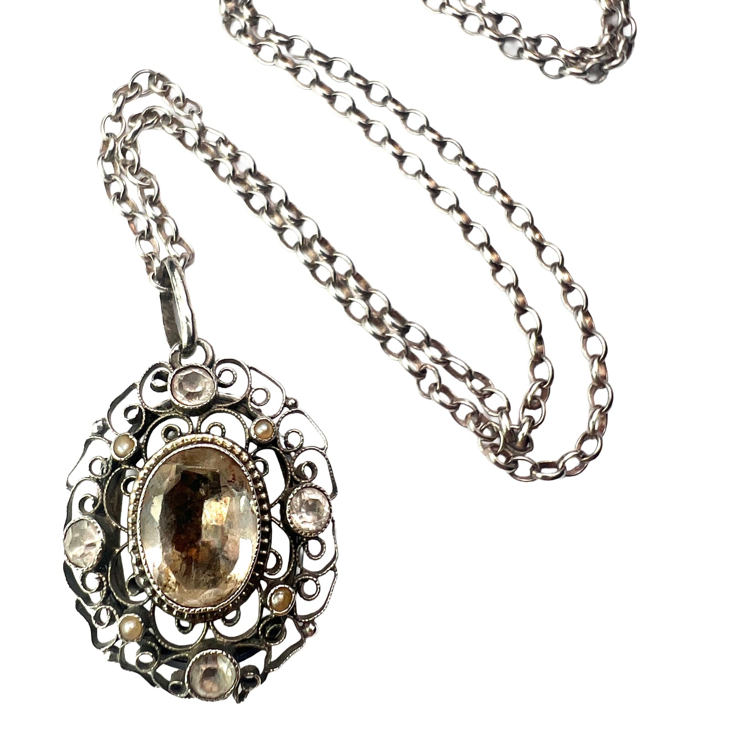Antique Silver Filigree Secret Locket Pendant