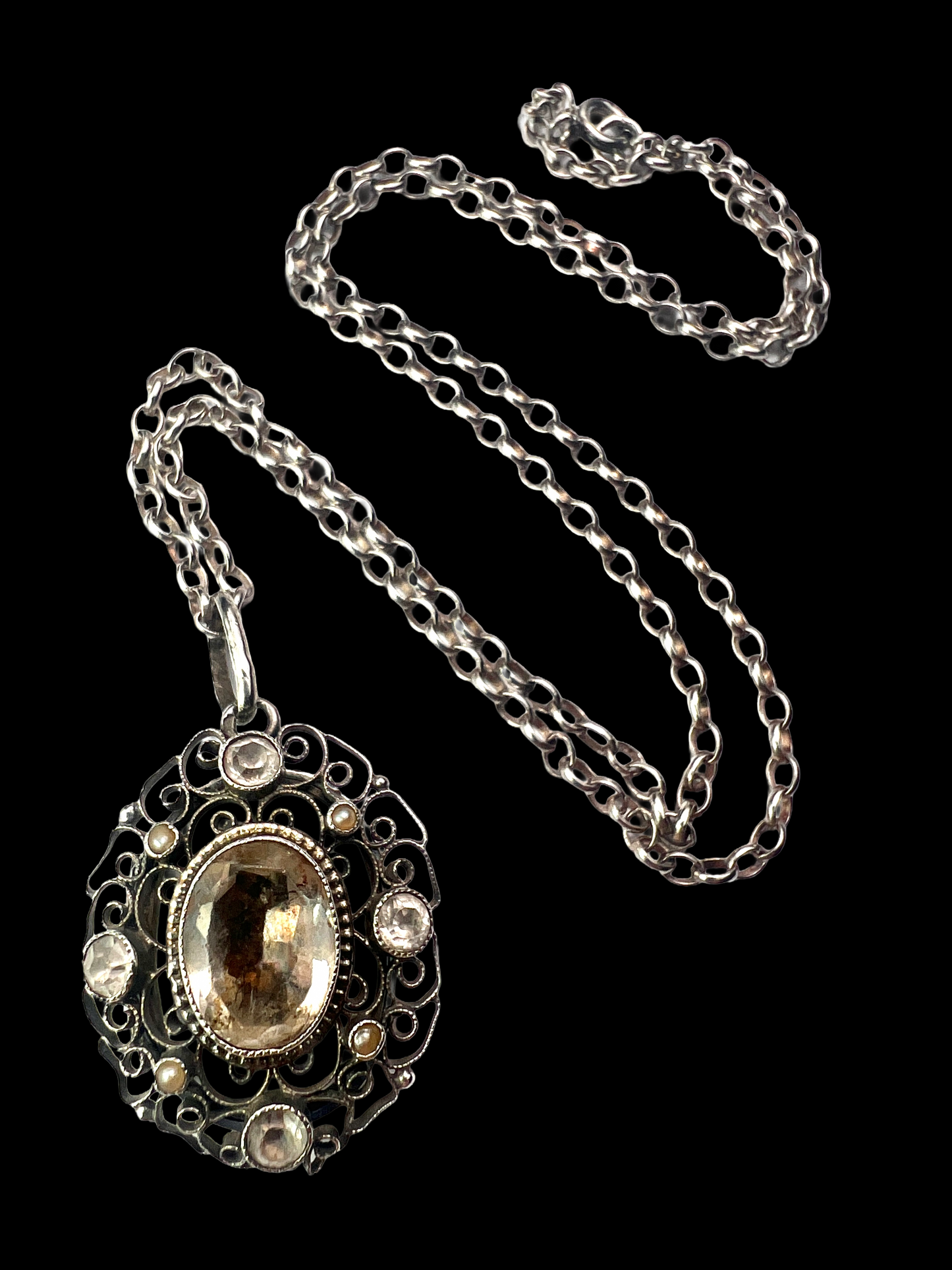Antique Silver Filigree Secret Locket Pendant