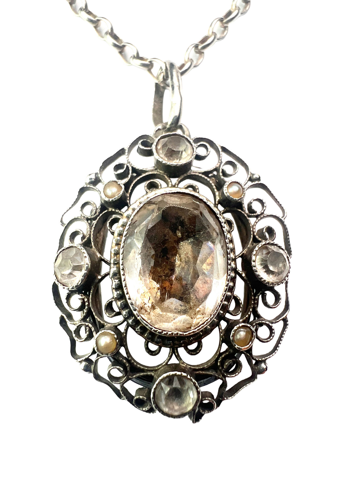 Antique Silver Filigree Secret Locket Pendant