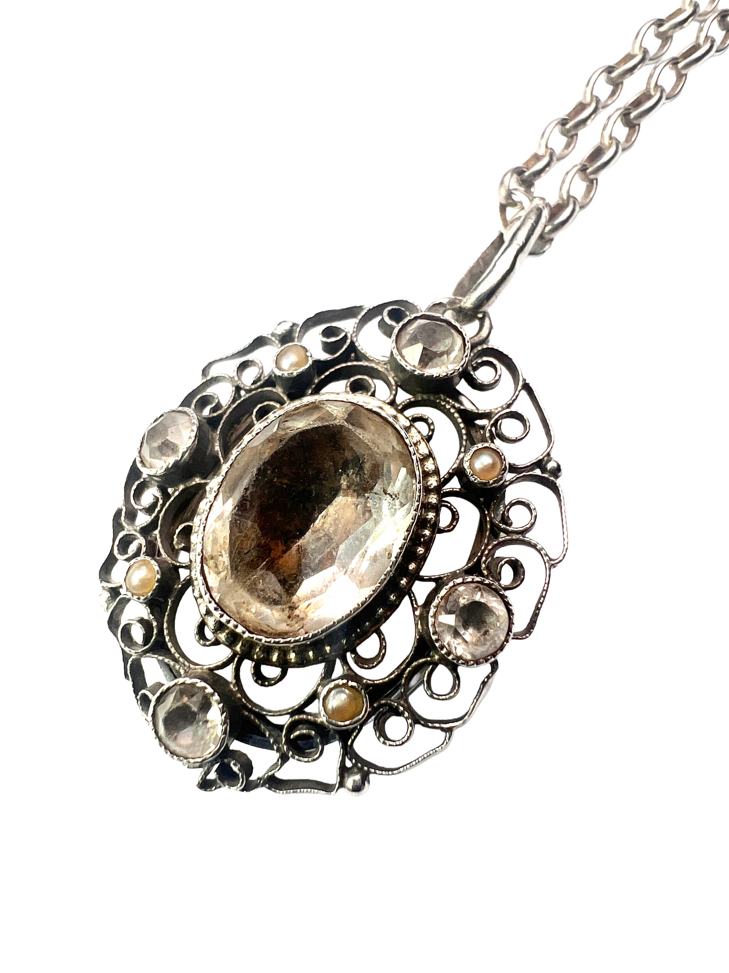 Antique Silver Filigree Secret Locket Pendant