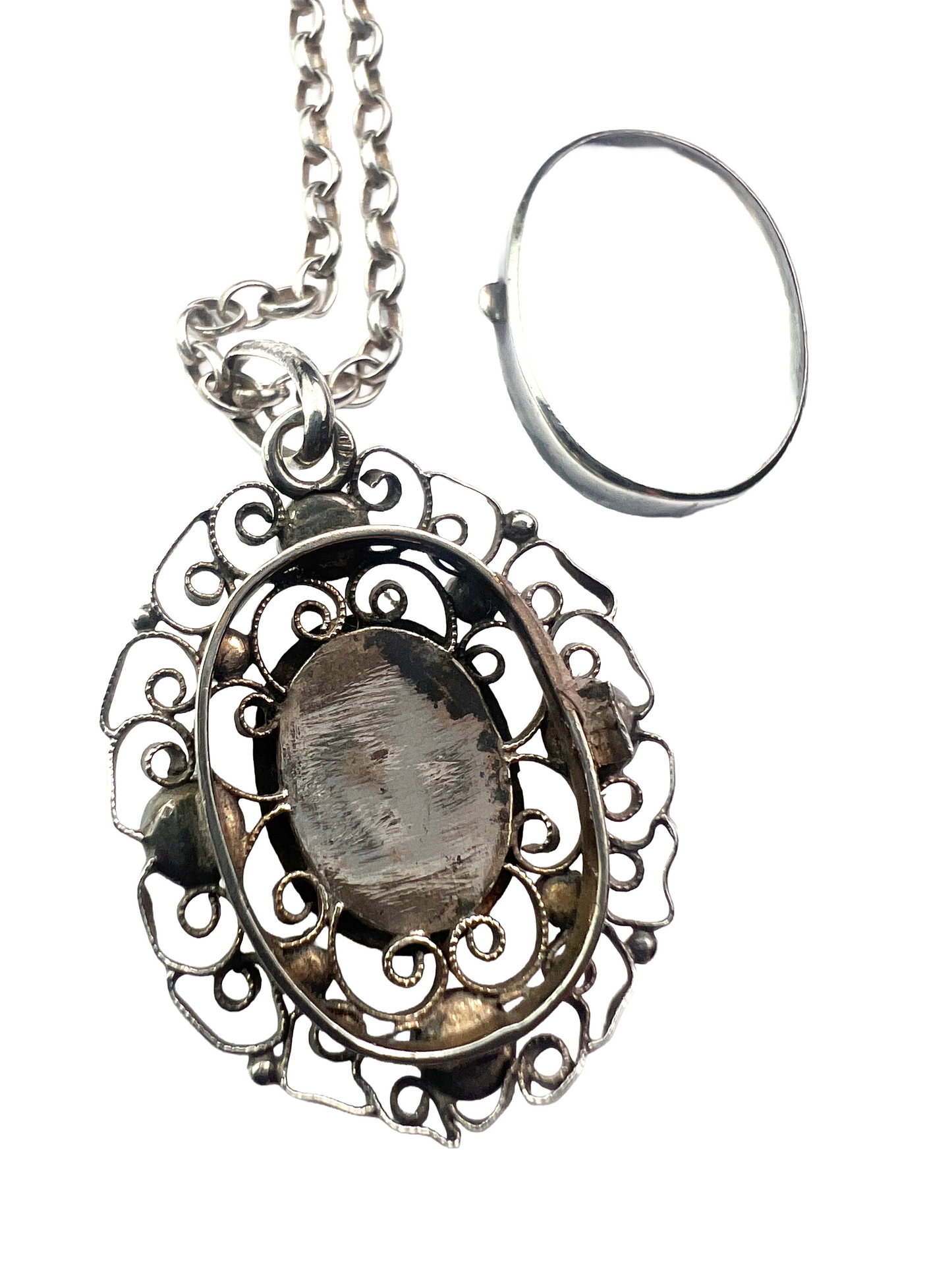 Antique Silver Filigree Secret Locket Pendant