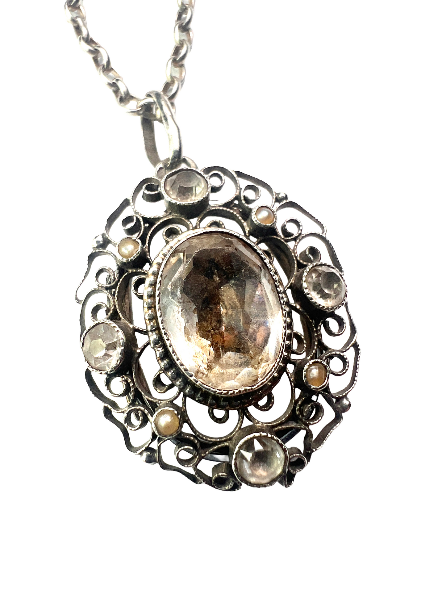 Antique Silver Filigree Secret Locket Pendant