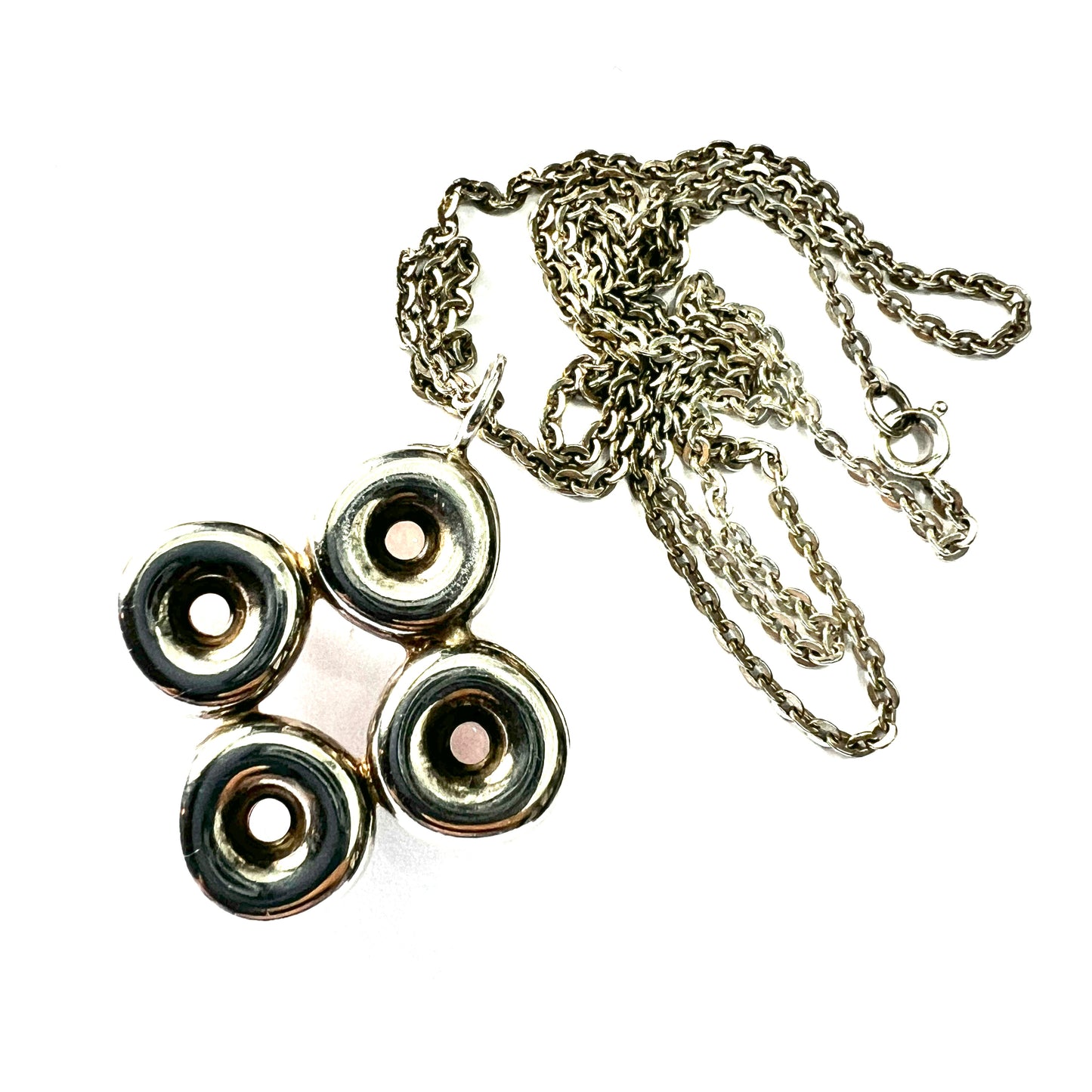 Vintage Kultaseppa Salovaara Rose Quartz Modernist Silver Necklace