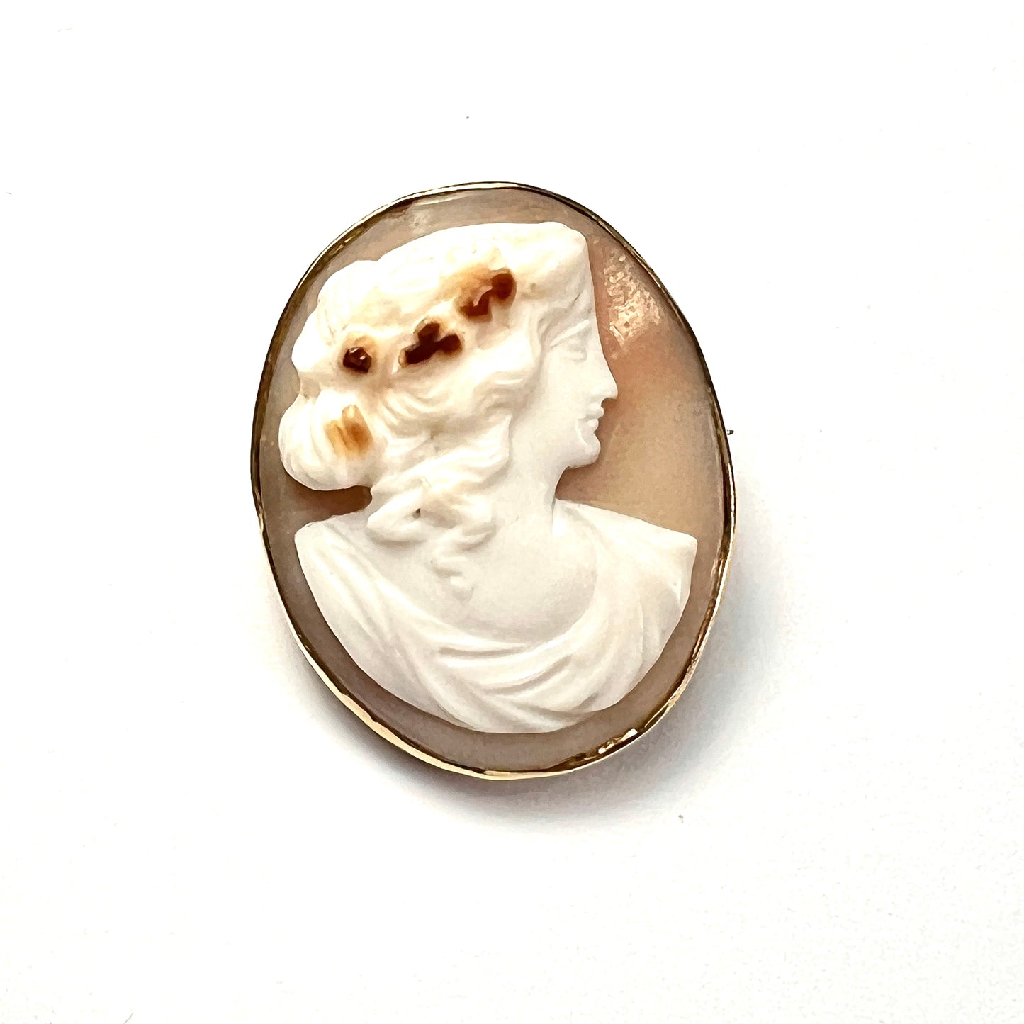Victorian Carved Shell Cameo Brooch