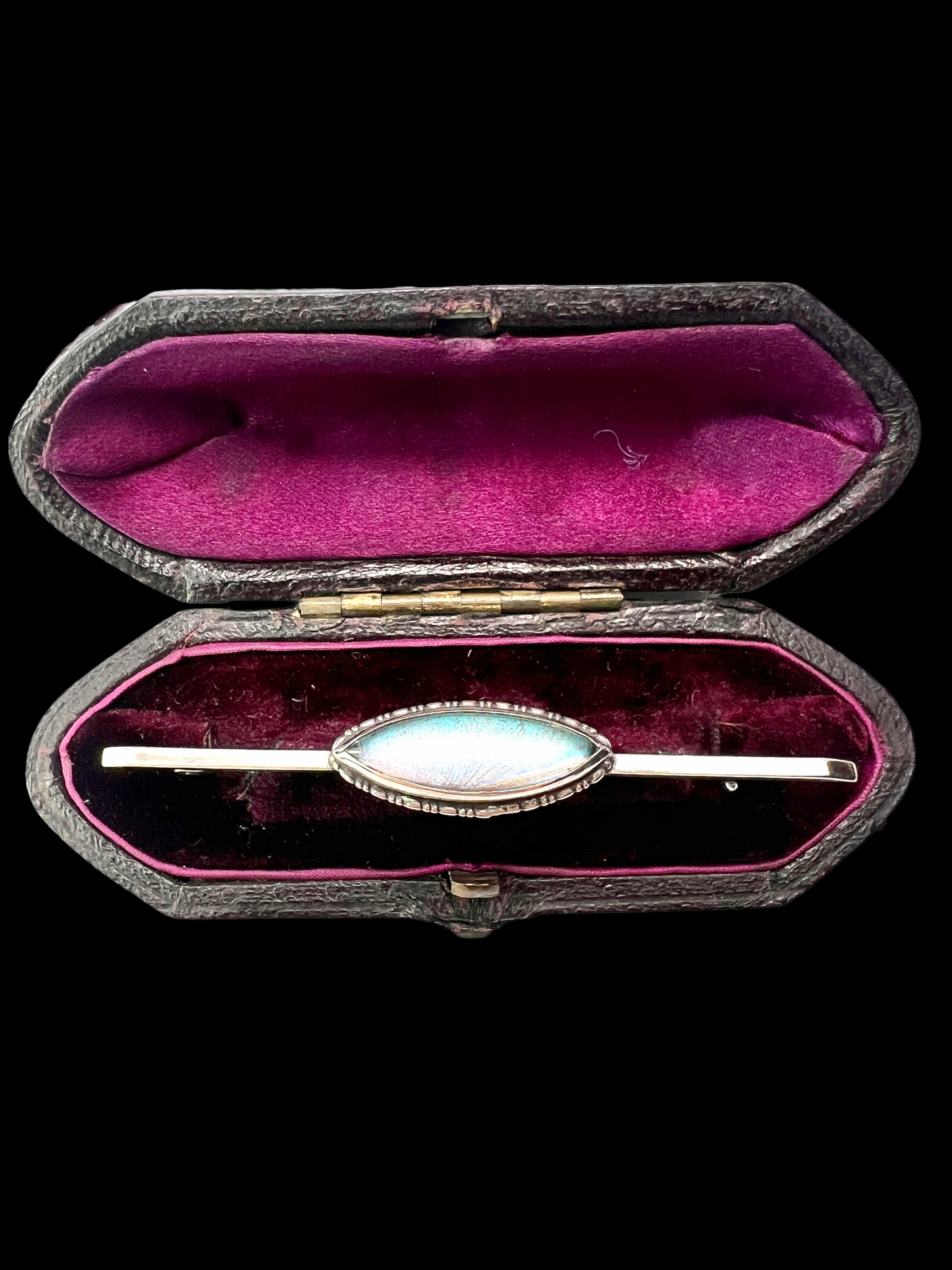 Art Deco Silver Genuine Butterfly Wing Bar Brooch Pin