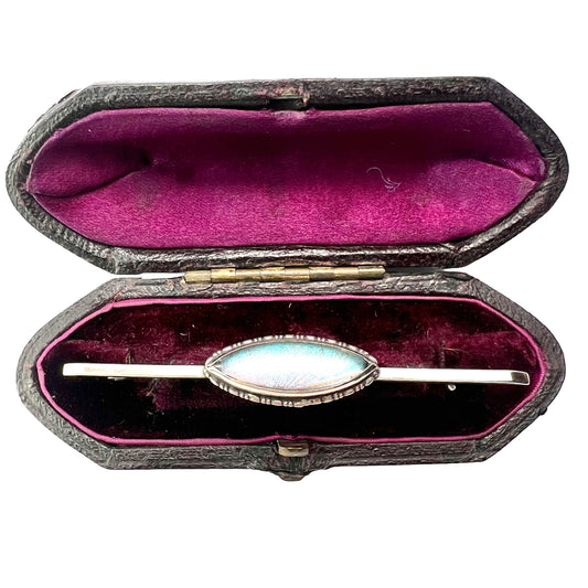 Art Deco Silver Genuine Butterfly Wing Bar Brooch Pin