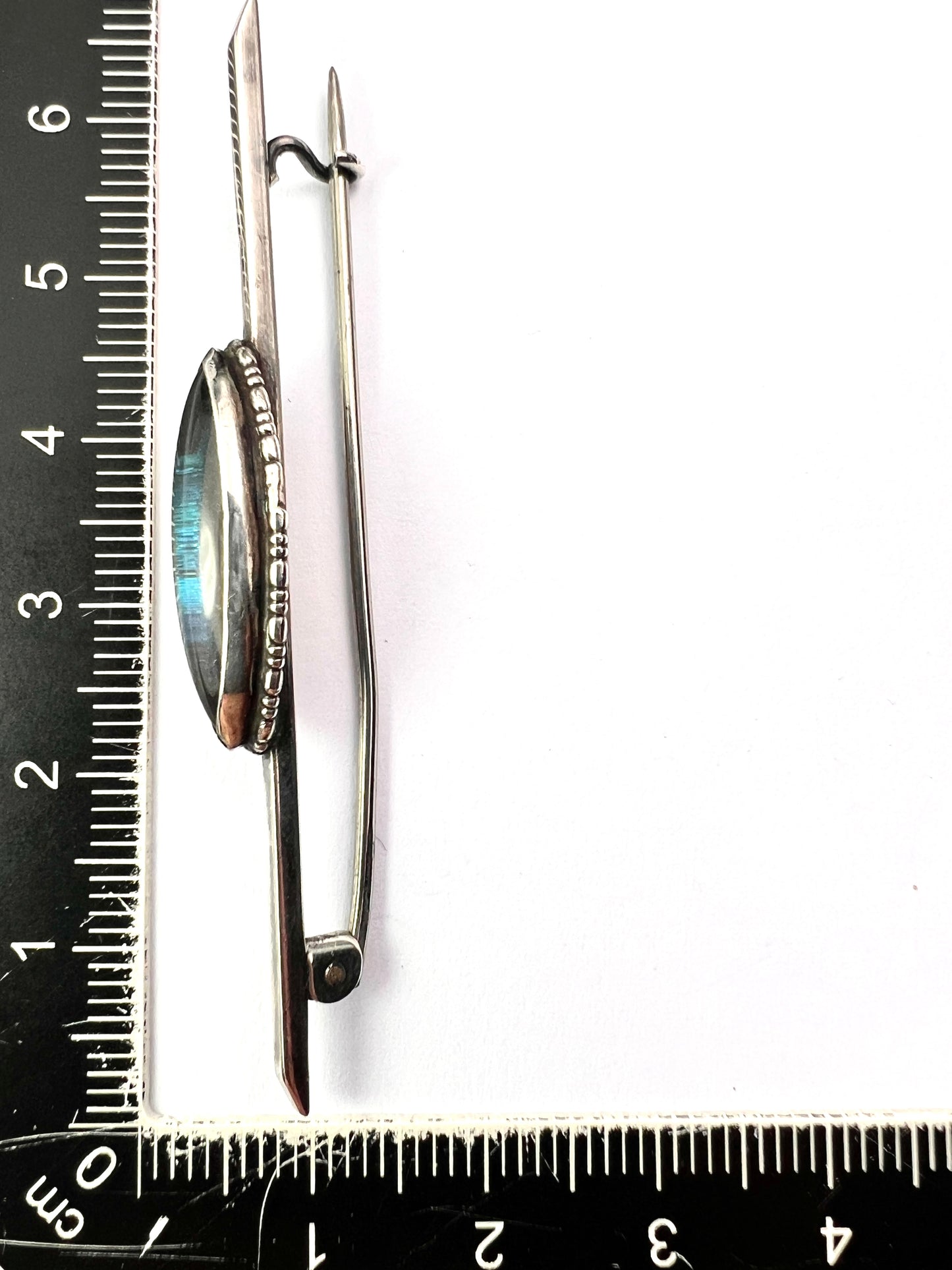 Art Deco Silver Genuine Butterfly Wing Bar Brooch Pin