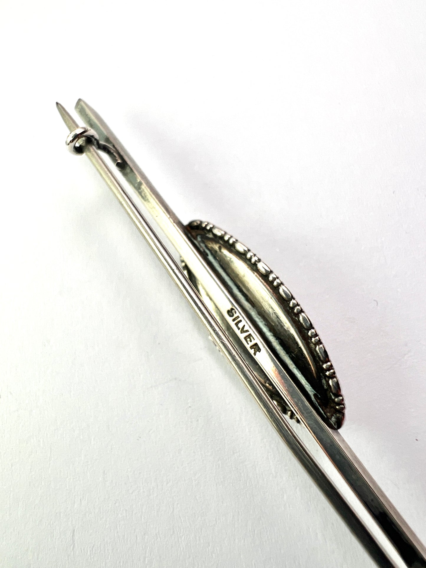 Art Deco Silver Genuine Butterfly Wing Bar Brooch Pin