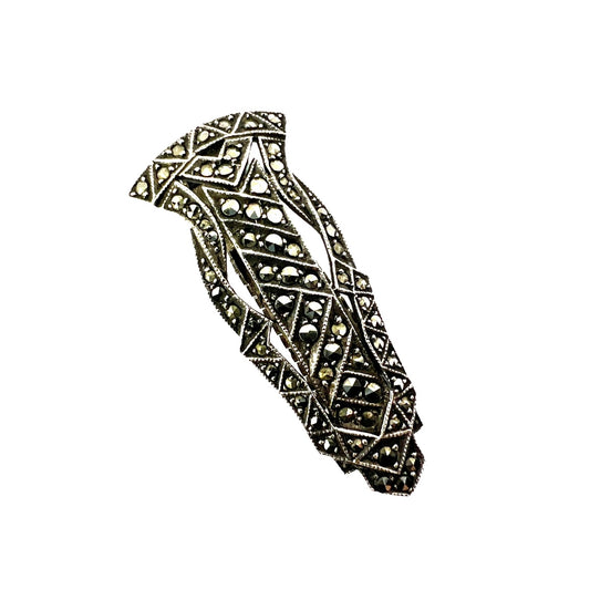 Art Deco Sterling Silver Marcasite Dress Clip