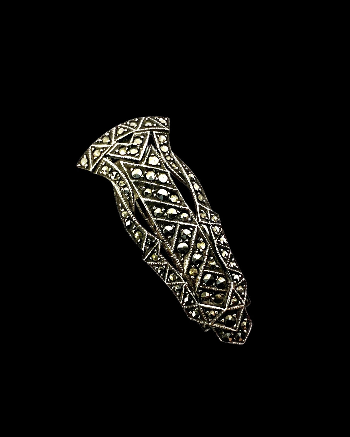 Art Deco Sterling Silver Marcasite Dress Clip