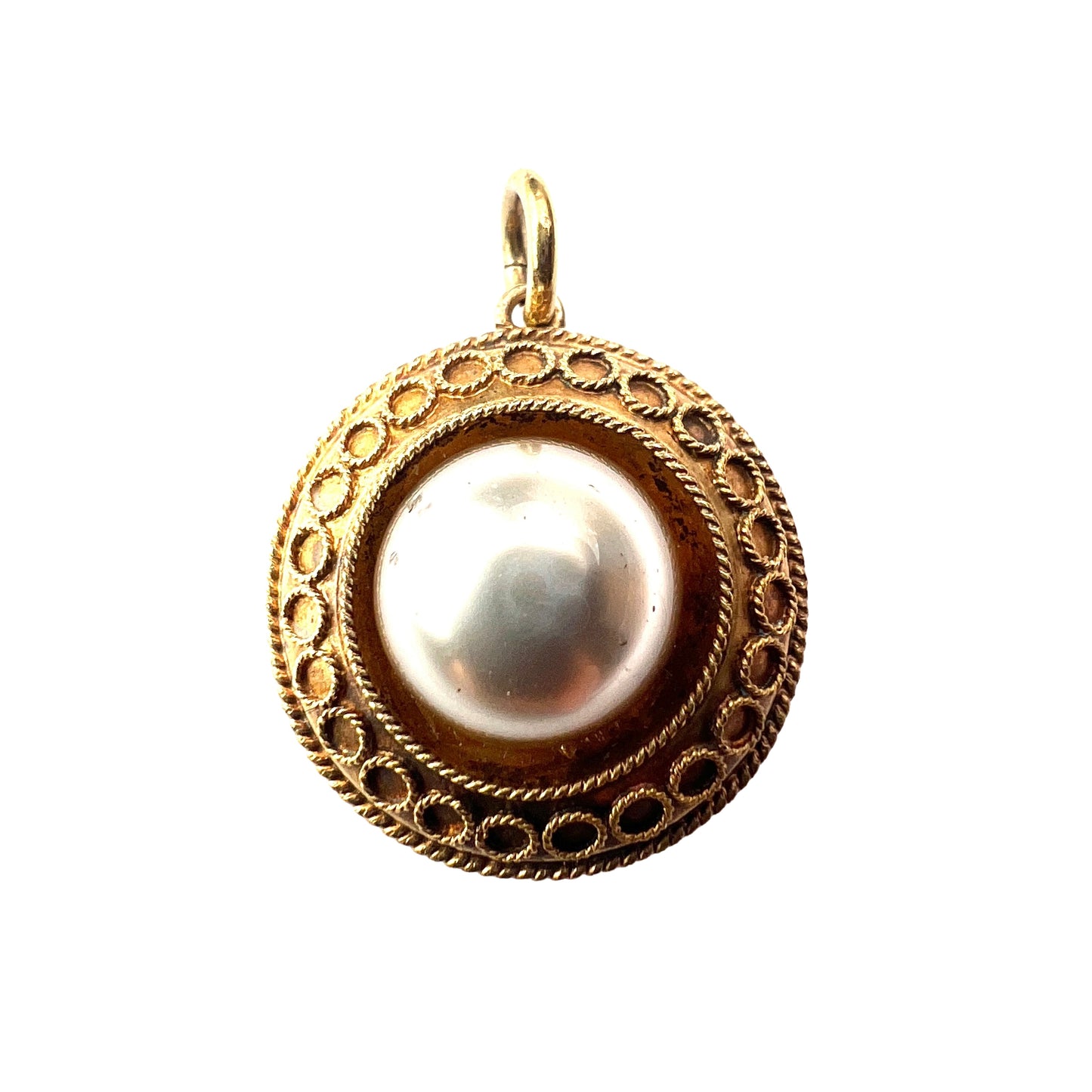 Victorian Gold Pearl Locket Pendant