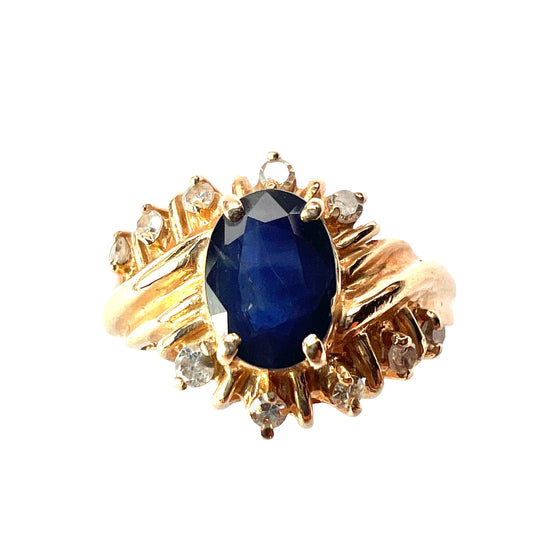 Vintage 14CT Gold Sapphire and Diamond Ring