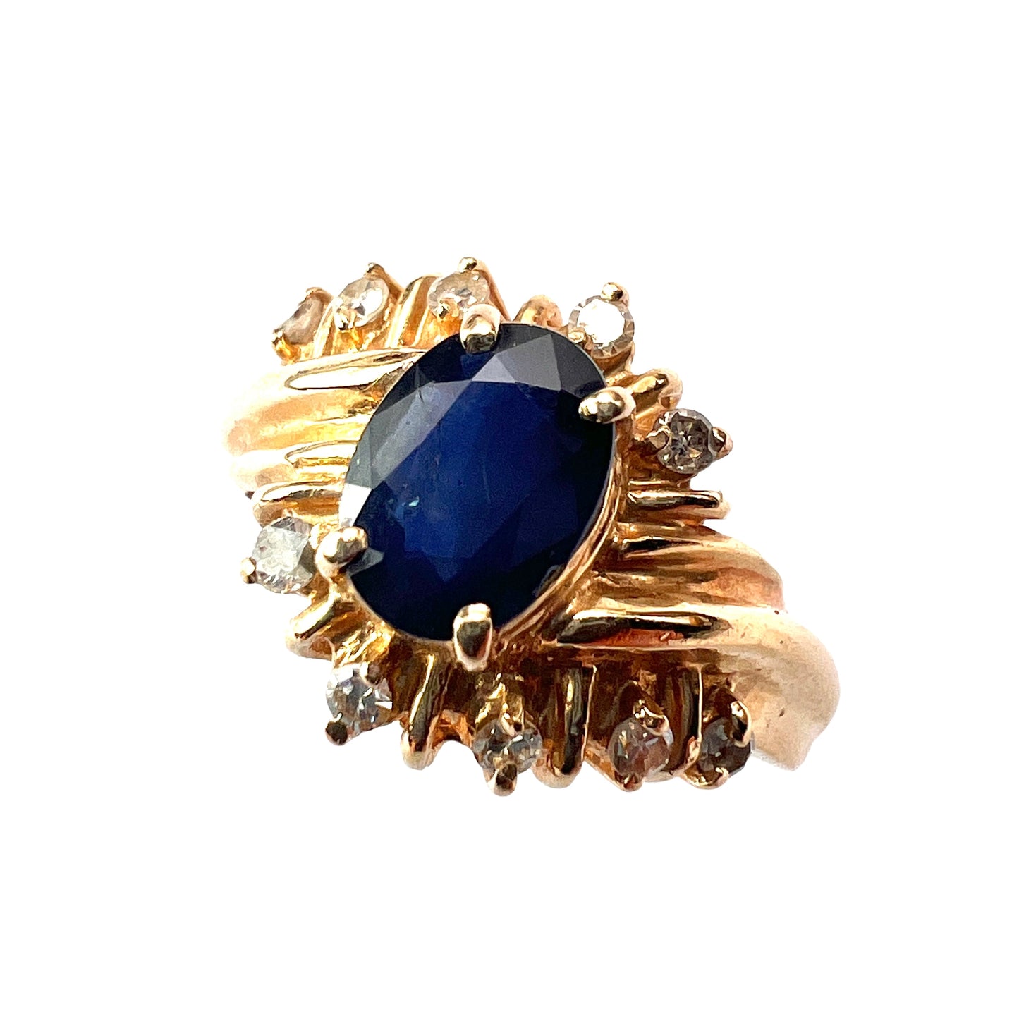 Vintage 14CT Gold Sapphire and Diamond Ring