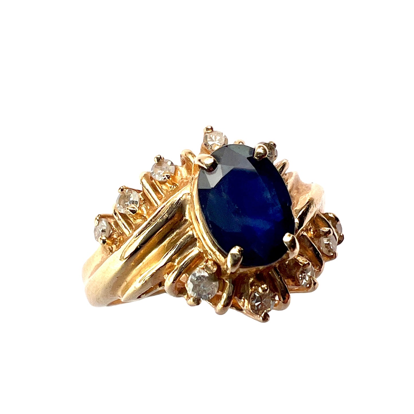 Vintage 14CT Gold Sapphire and Diamond Ring