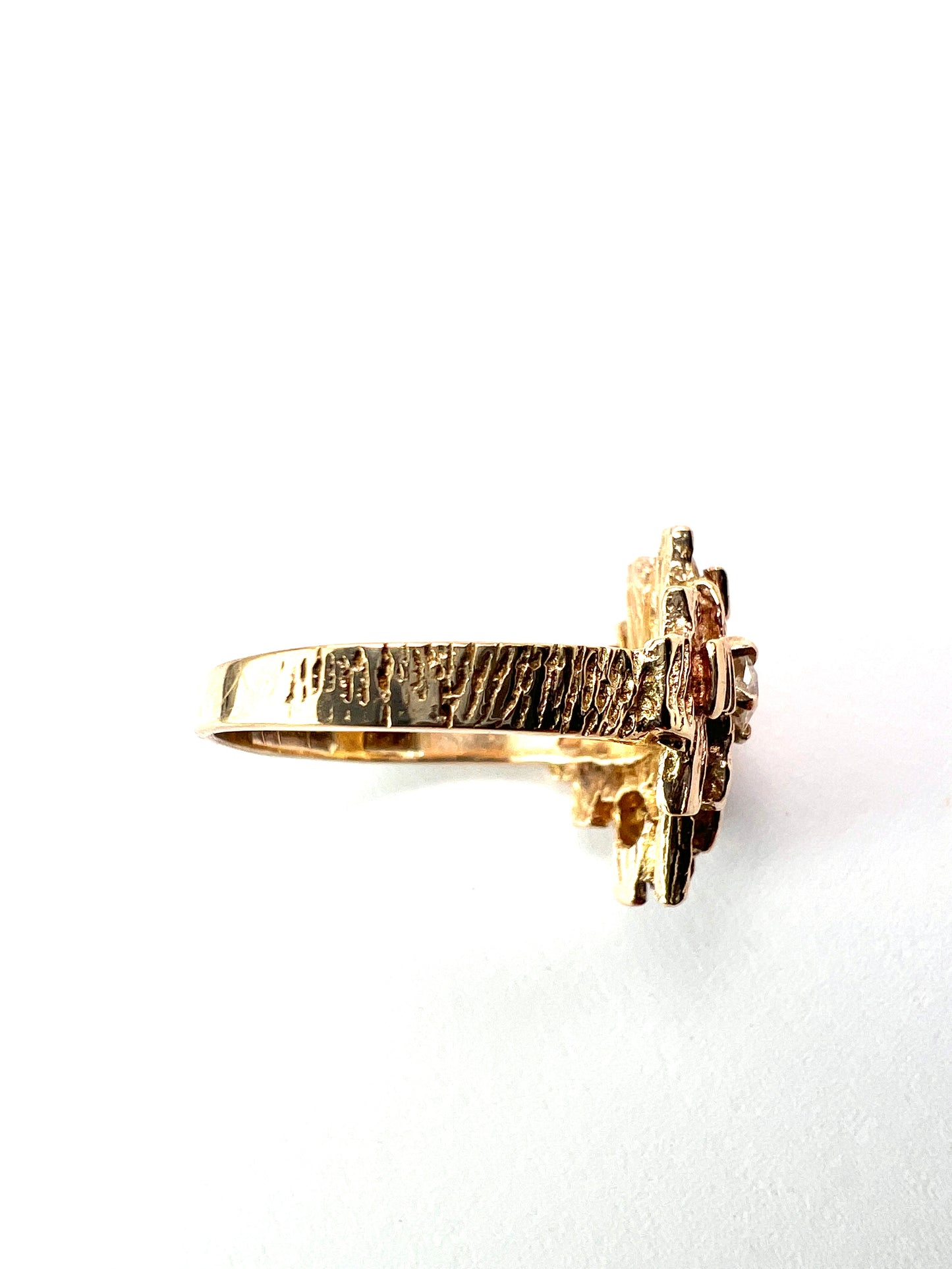 Vintage 9CT Gold Diamond Brutalist Ring