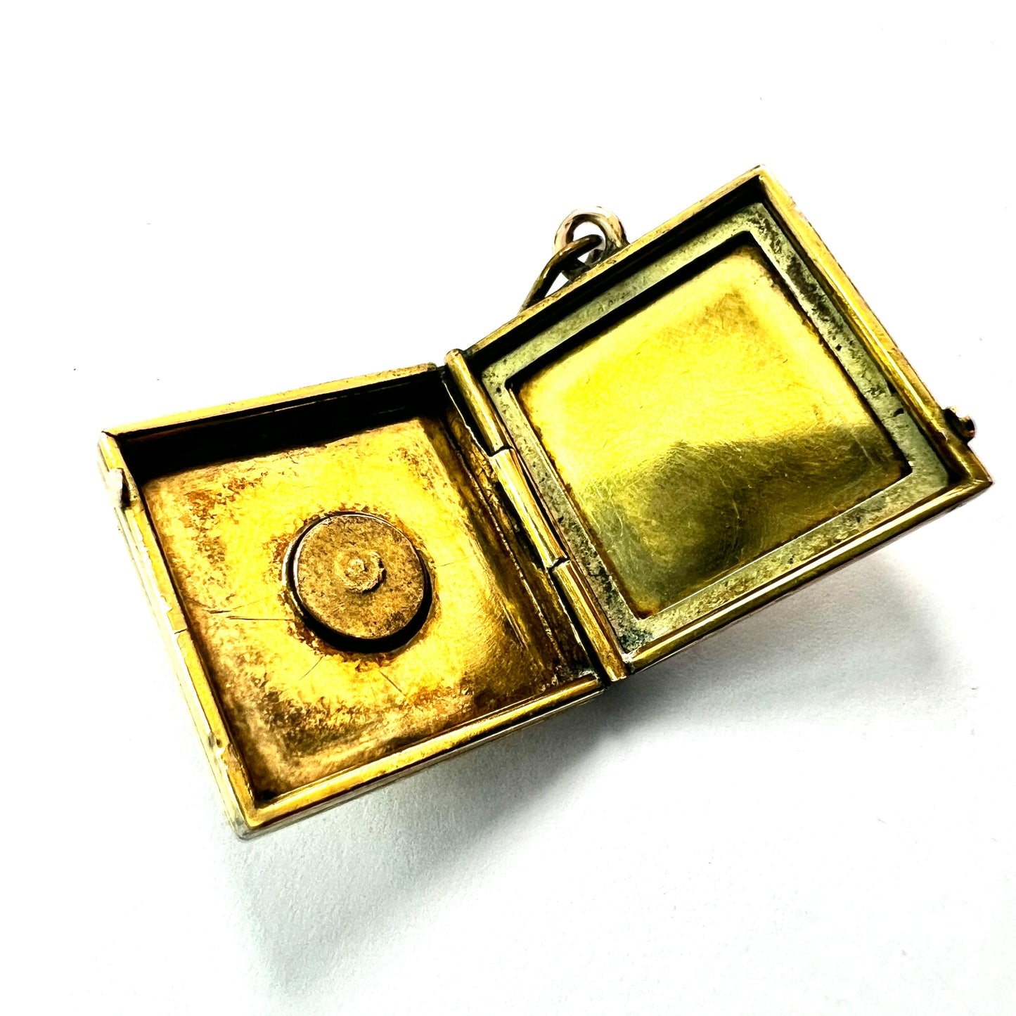 Antique Victorian/Edwardian Diamond Star-set Square Gold Locket Pendant