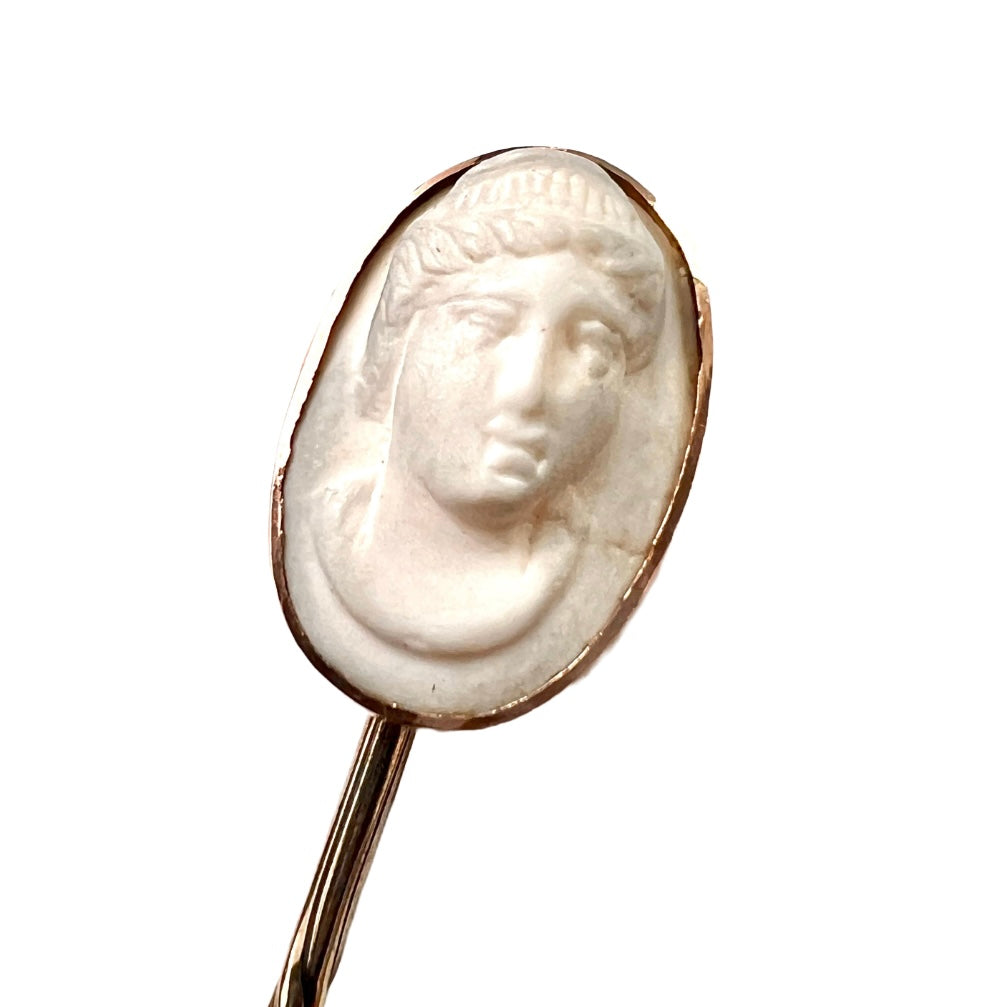 RESERVED for E • Antique 9CT Gold Hardstone Cameo Stick Pin