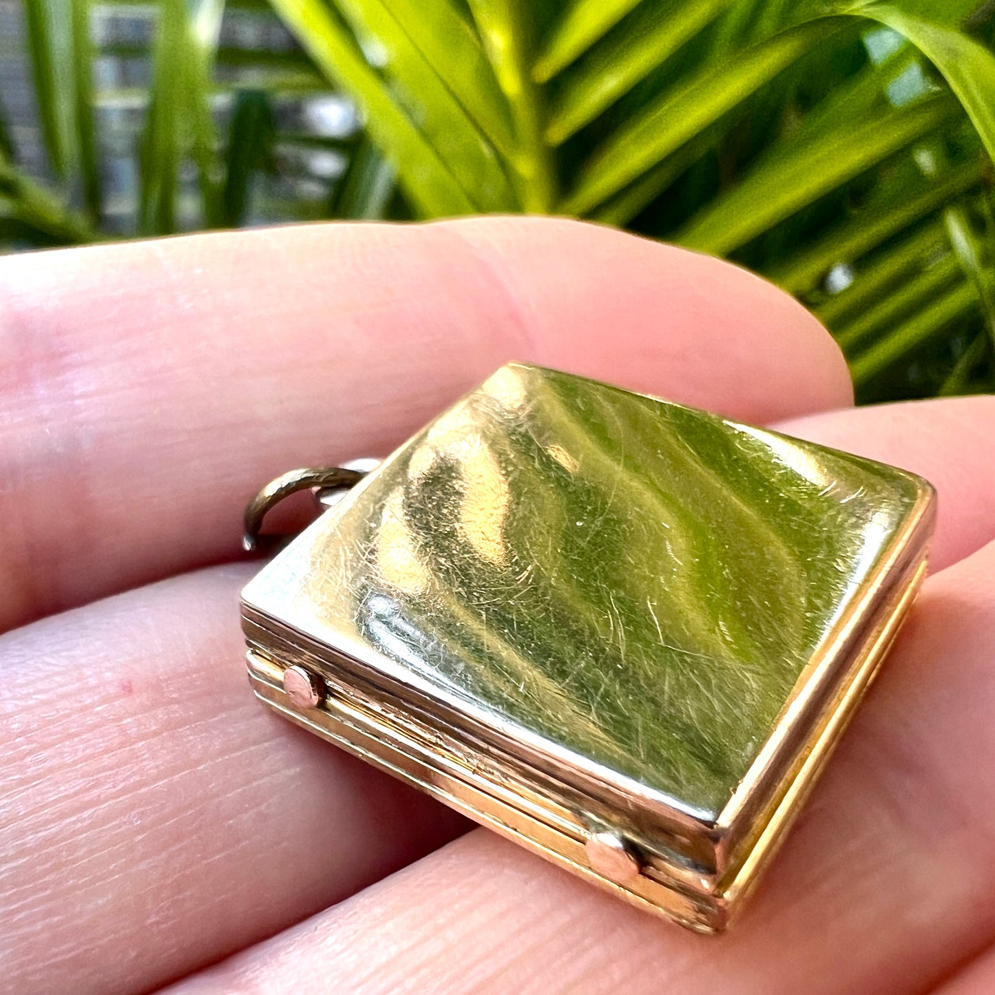 Antique Victorian/Edwardian Diamond Star-set Square Gold Locket Pendant