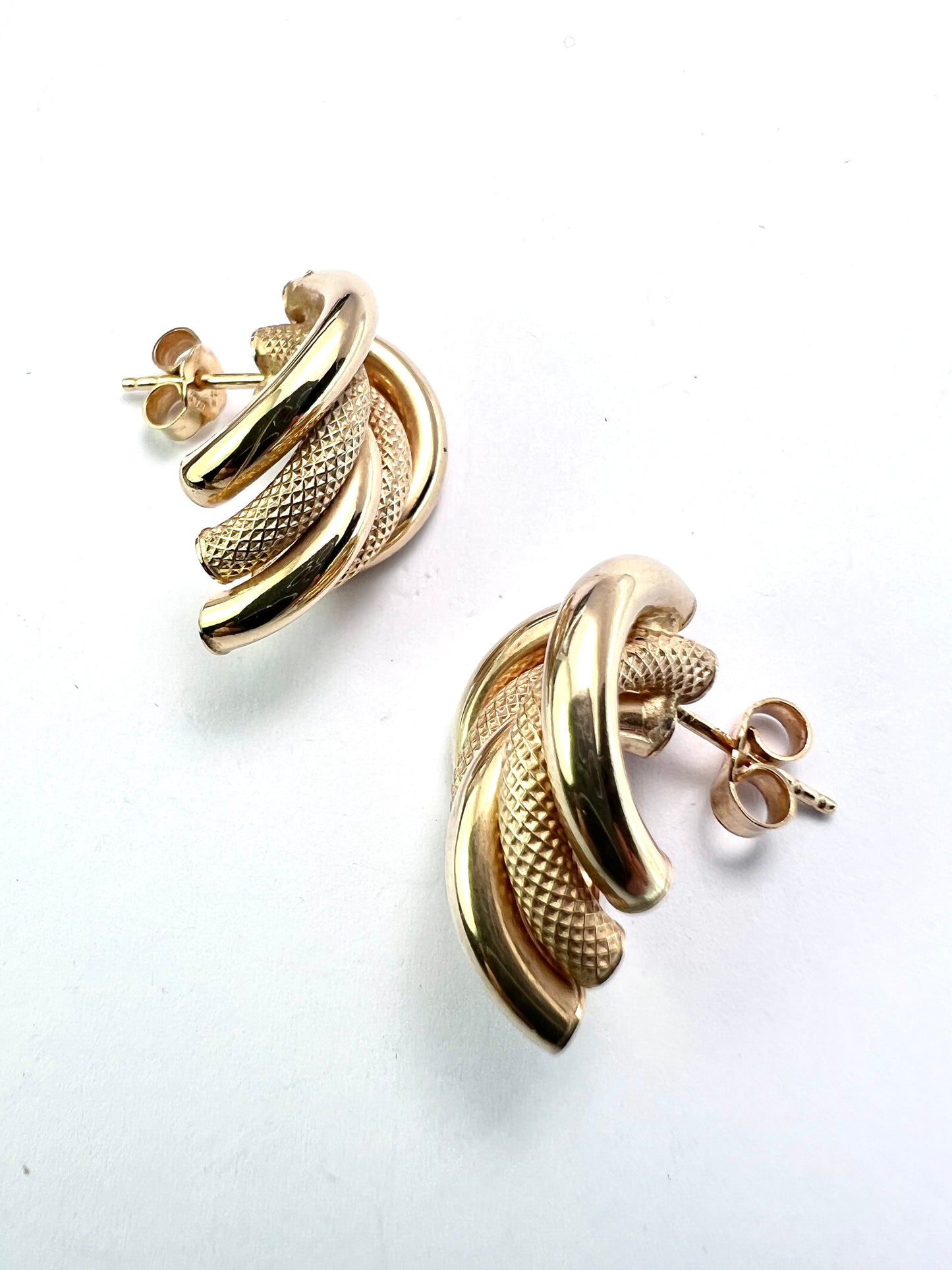 Vintage 9CT Gold Chunky Half Hoop Earrings
