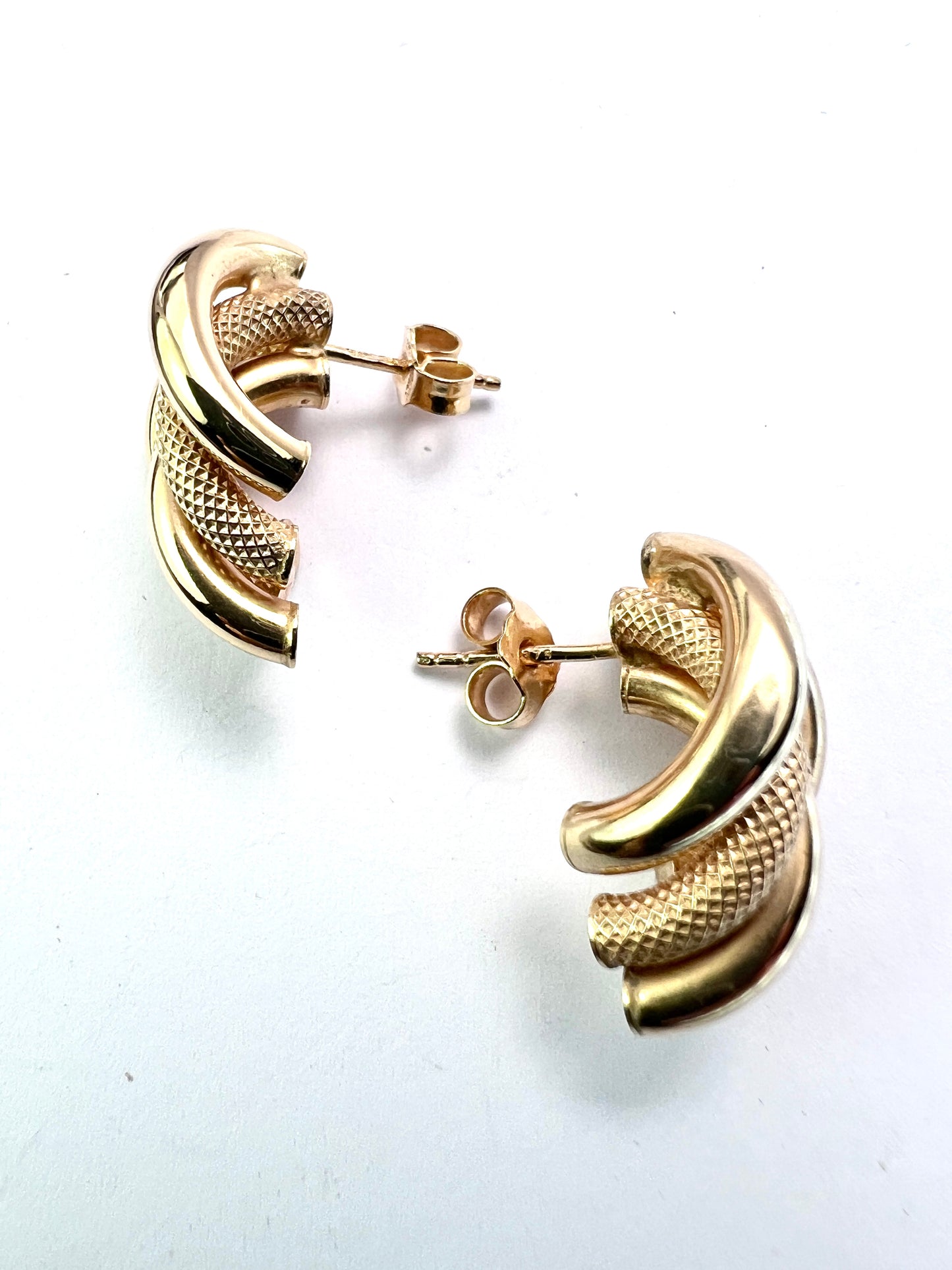 Vintage 9CT Gold Chunky Half Hoop Earrings