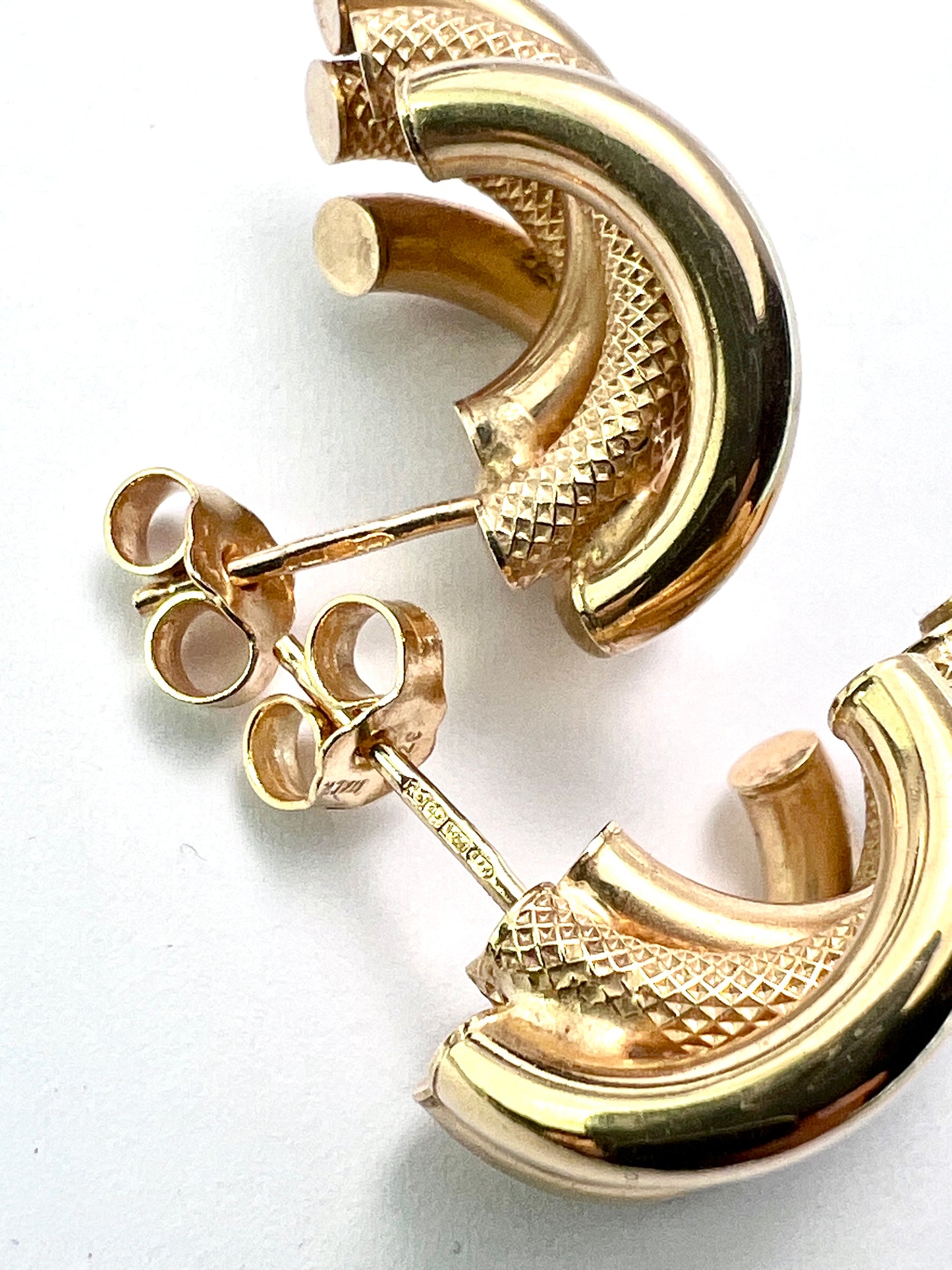 Vintage 9CT Gold Chunky Half Hoop Earrings