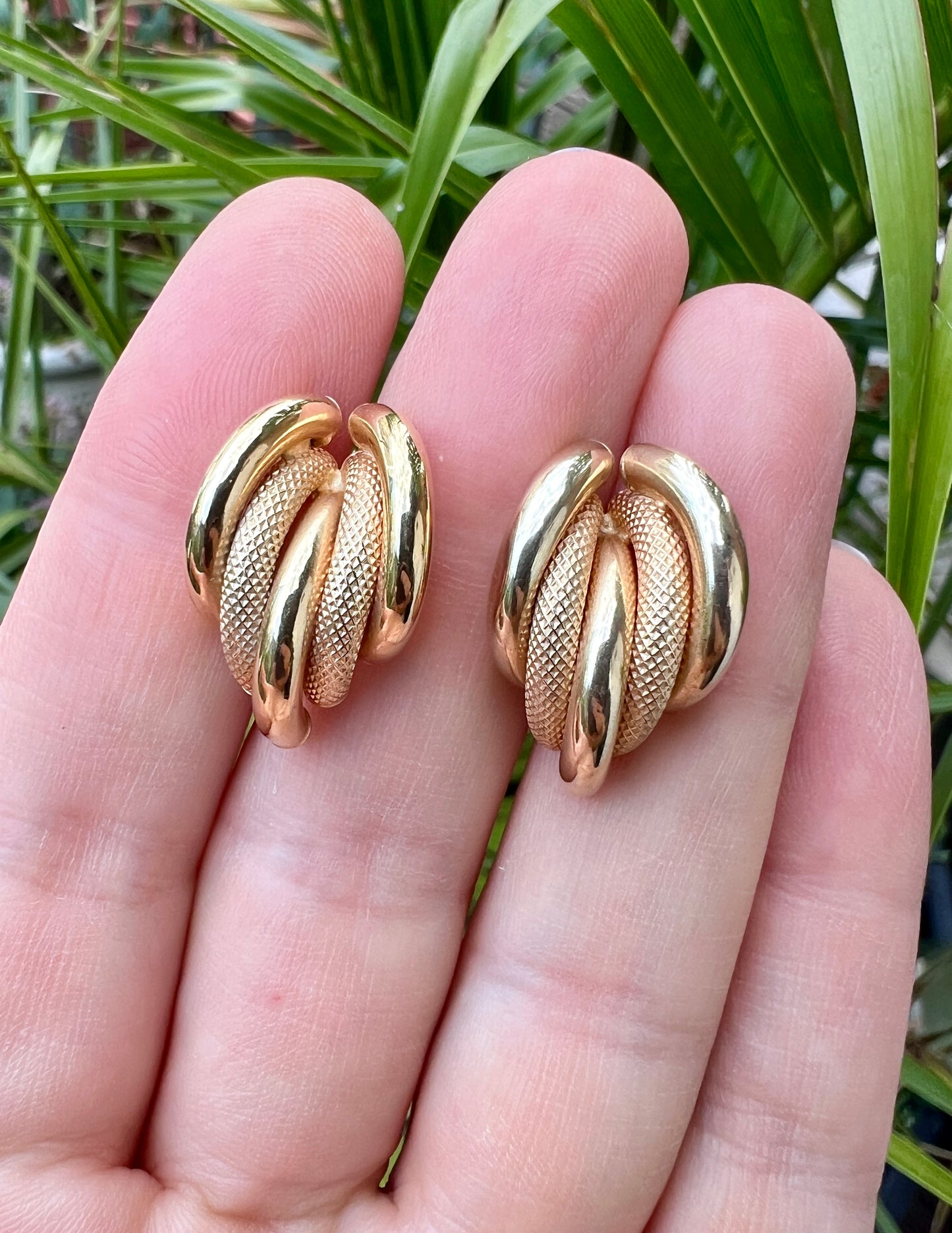 Vintage 9CT Gold Chunky Half Hoop Earrings