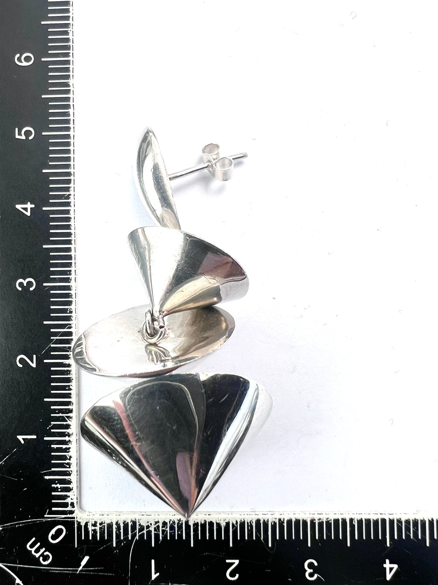 Vintage Sterling Silver Pagoda Drop Earrings
