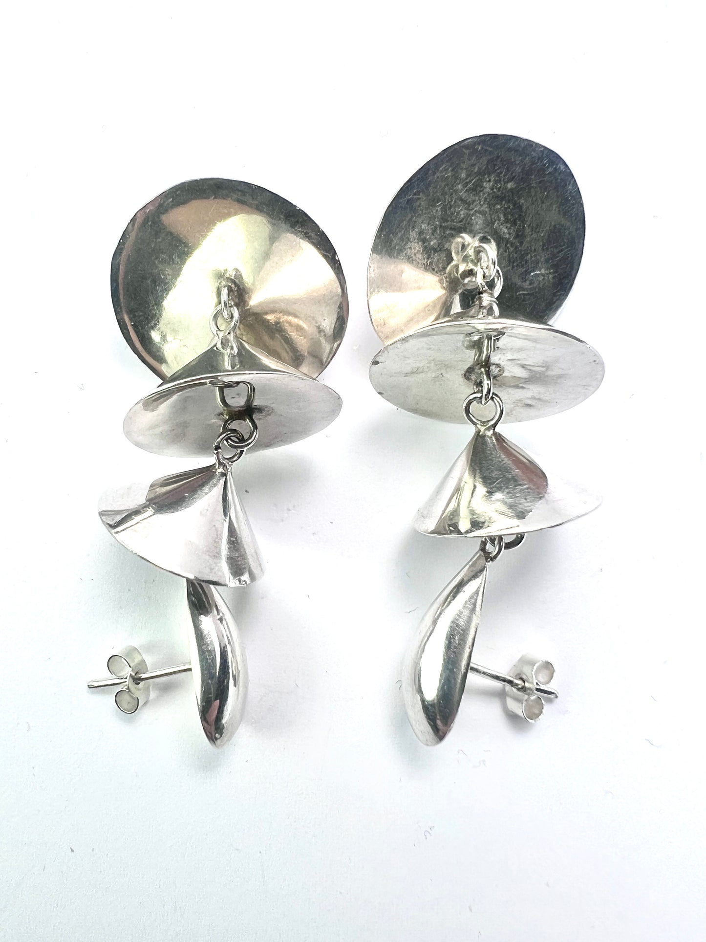 Vintage Sterling Silver Pagoda Drop Earrings